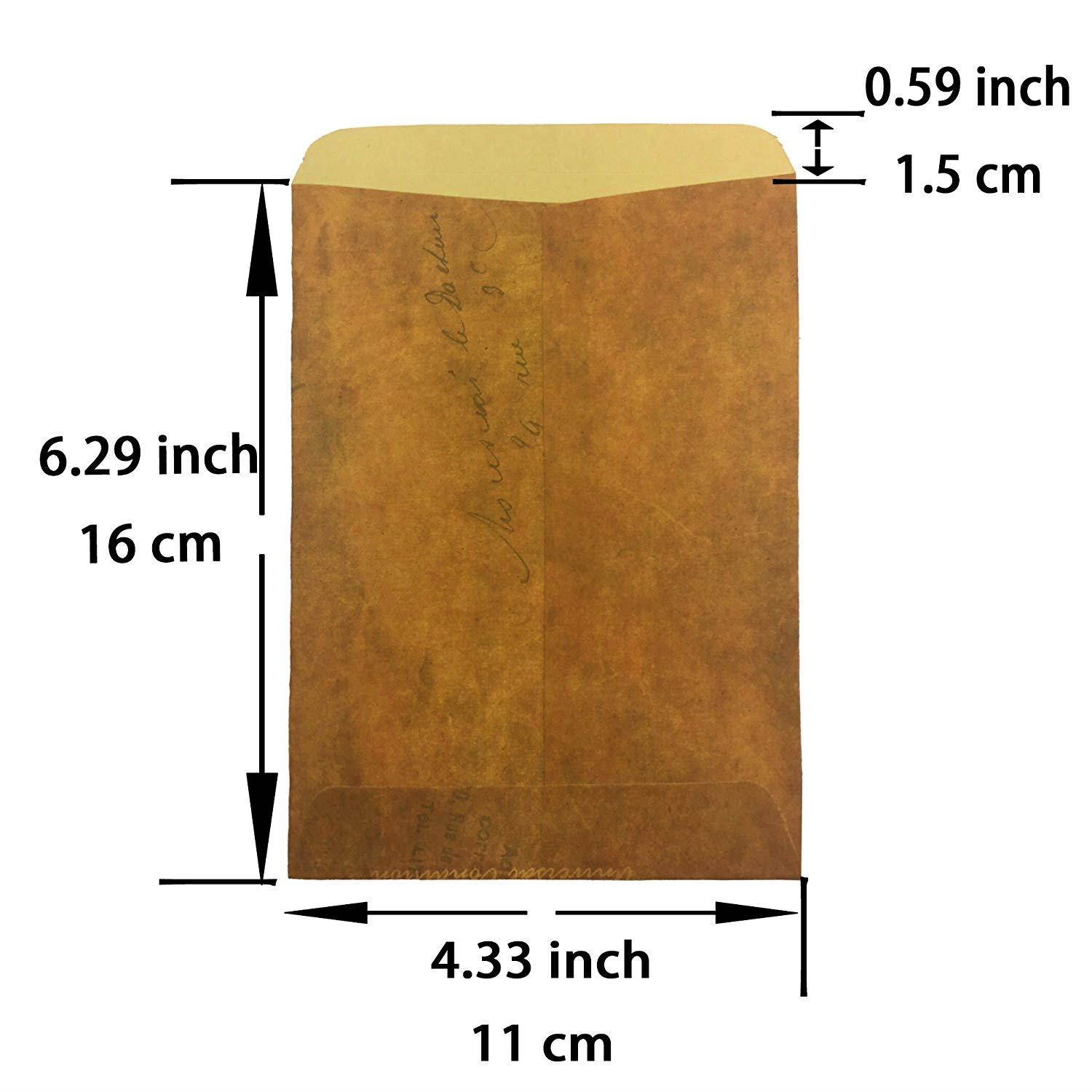 AWESON PARTY Vintage Brown Kraft Paper Envelopes Mini Craft Paper Envelopes for Wedding Thank You Greetings Cards Note Baby Showers Favors, 50pc