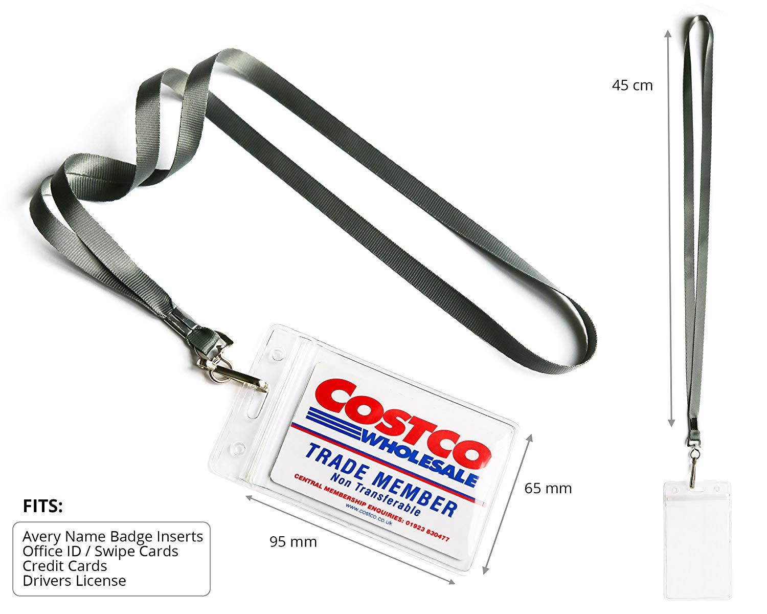 Durably Woven Lanyards & Vertical ID Badge Holders ~ Premium Quality, Waterproof & Dustproof ~ For Moms, Teachers, Tours, Events, Businesses, Cruises & More (50 Pack, Gray) by Stationery King