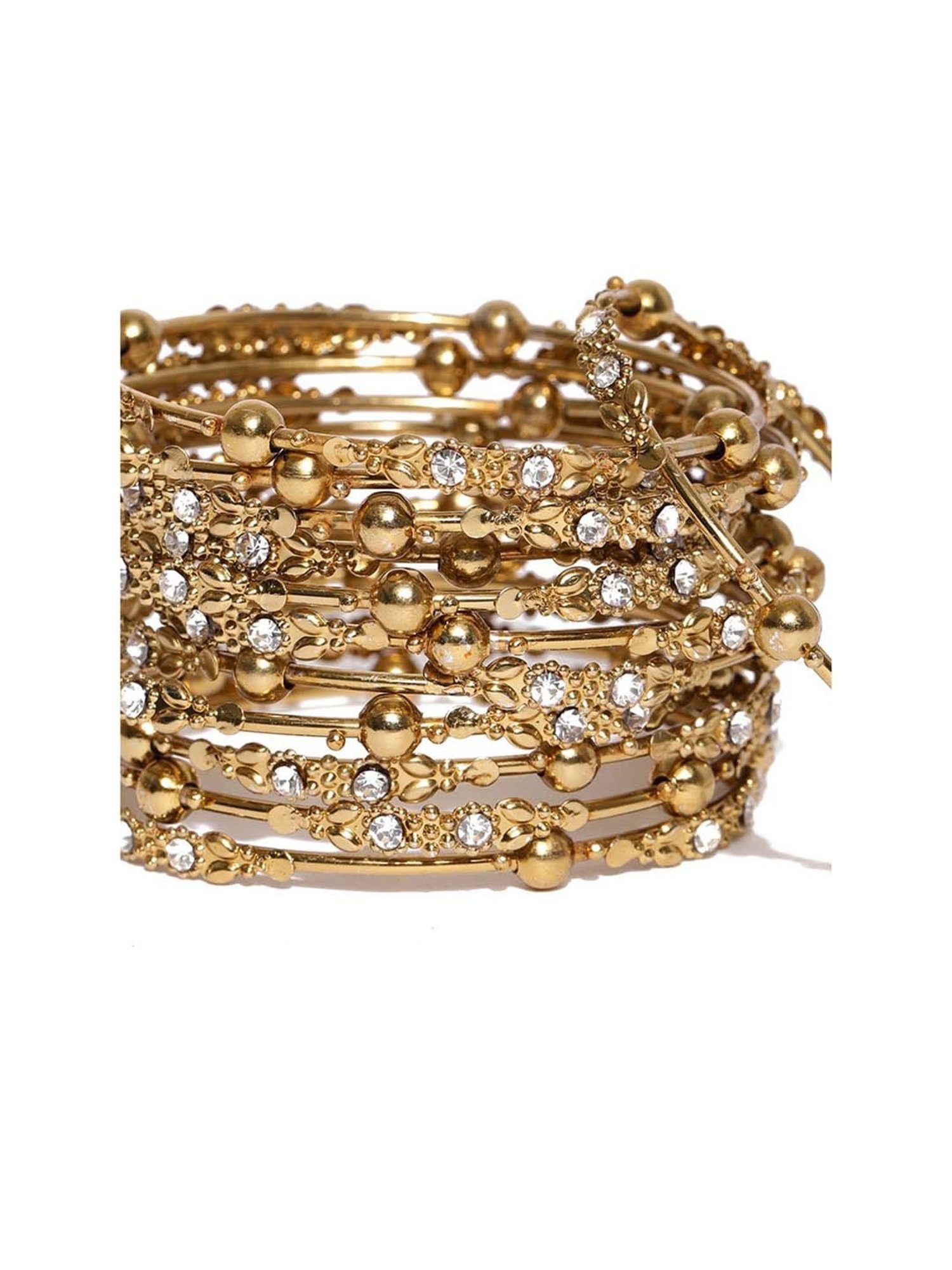 Fida Gold-Plated Ethnic Traditional Kundan Bangles for Women - Set of 12