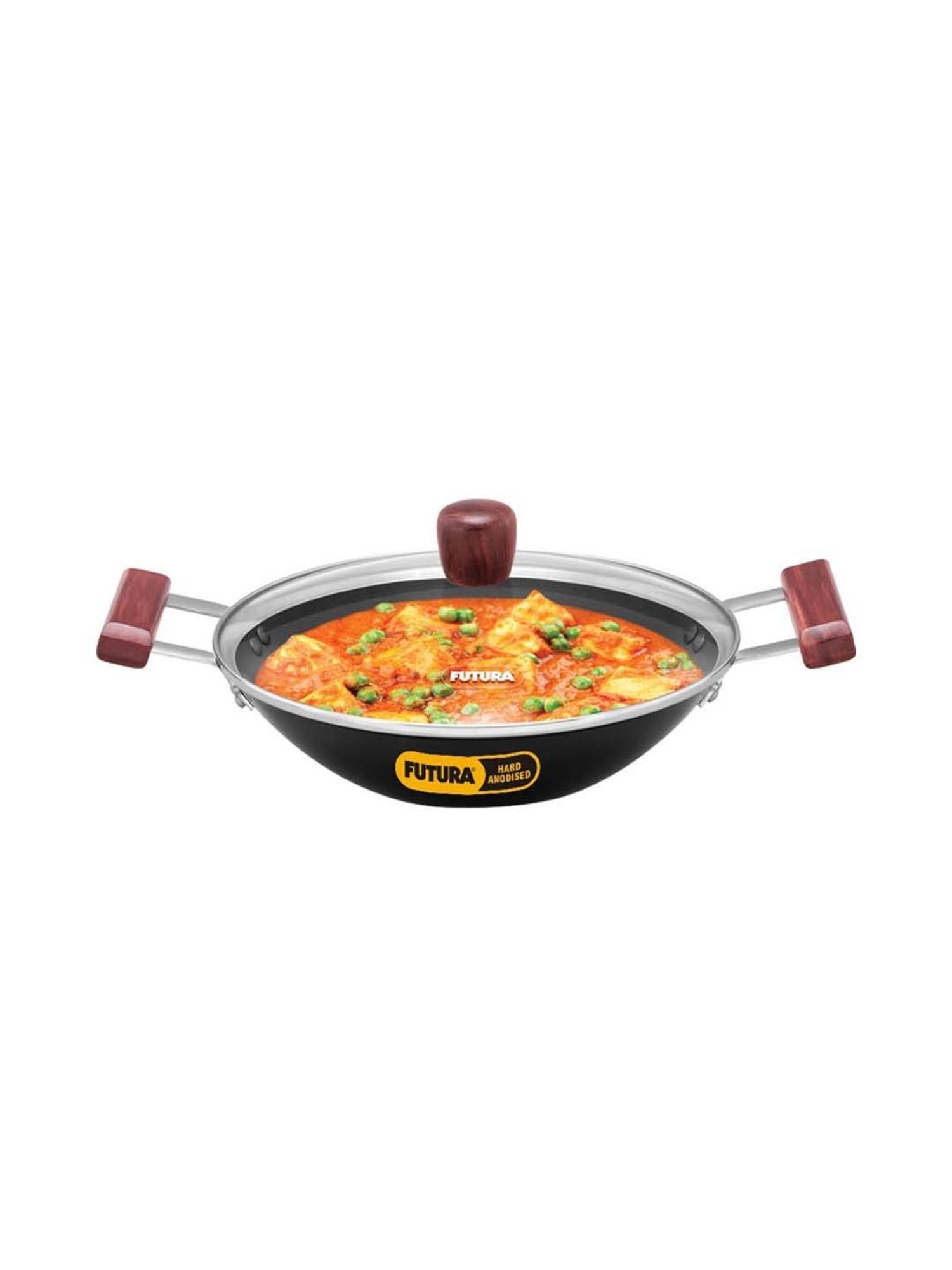 Hawkins Black & Transparent Hard Anodised 26.1 cm Non-Stick Kadai With Glass Lid (2 L) - Set of 1