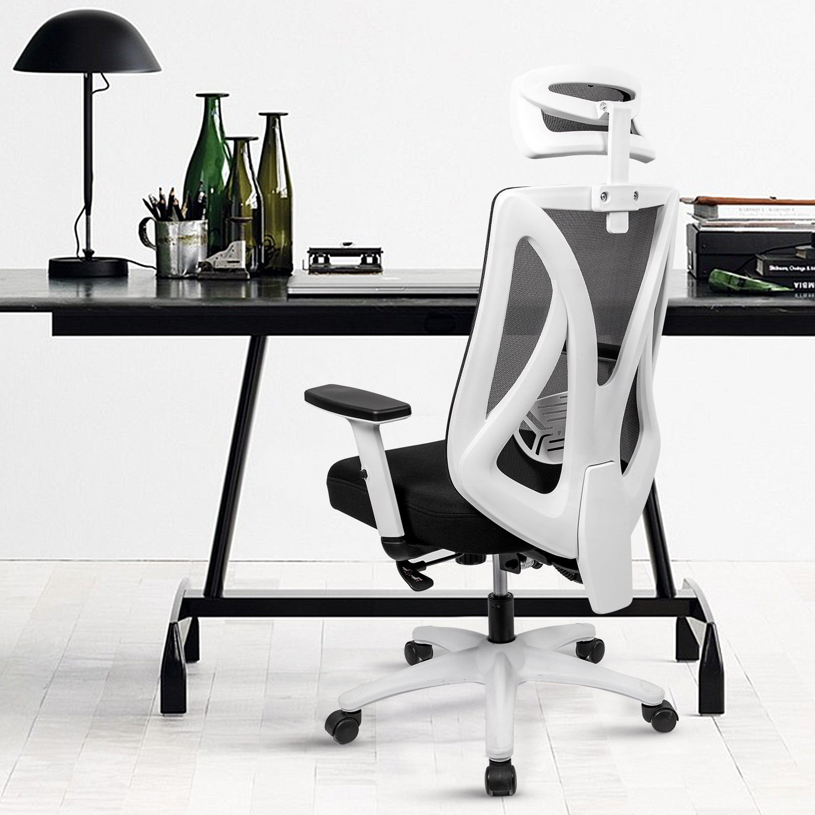 Weekan Ergonomic Mesh Office Chair, High Back Computer Gaming Chair with Lumbar Support, Adjustable Armrest and Headrest Executive Chair for Home Office, Height-Adjustable, 330 lbs Load Bearing