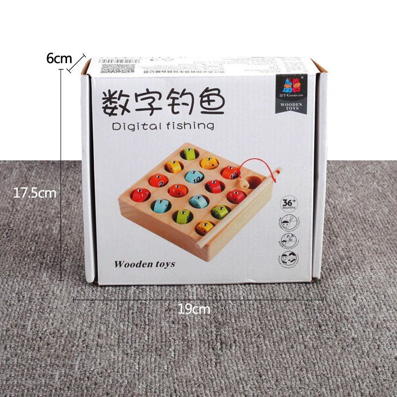 Kids wooden digital magnetic fishing game educational toys for children children's games fish toy magnet fishing for children