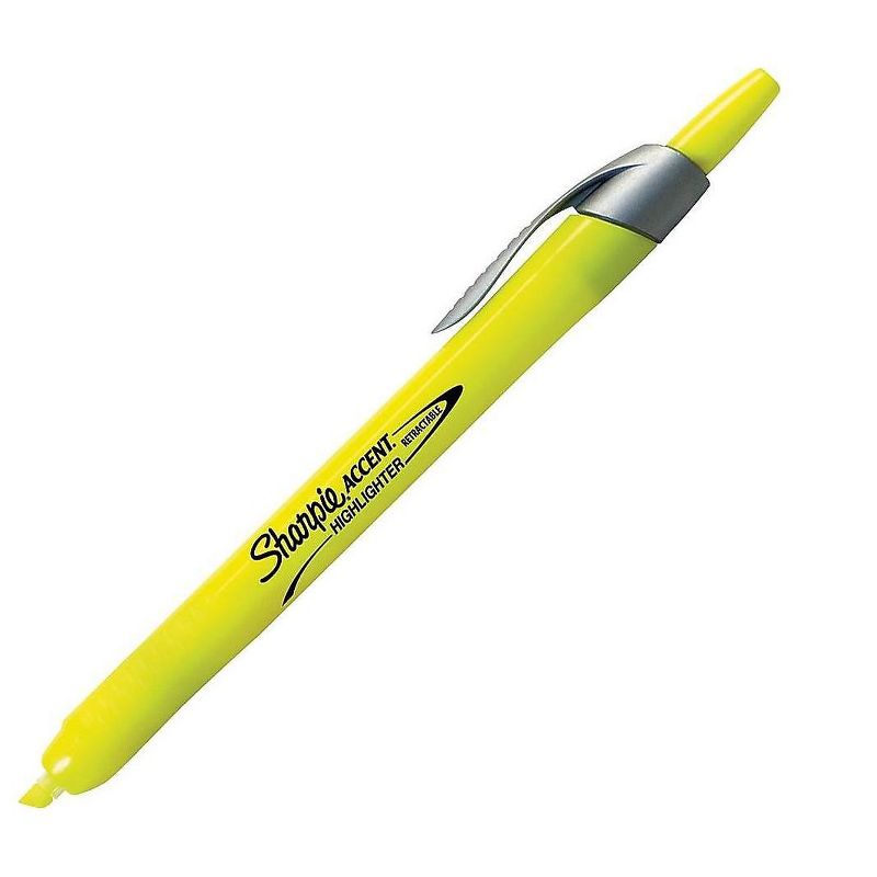 Sharpie Accent Retractable Highlighters Chisel Tip Fluorescent Yellow Dozen 28025