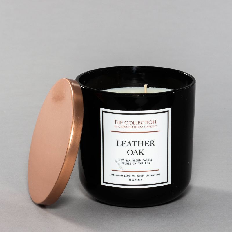 13oz Glass Jar 2-Wick Candle Leather Oak - The Collection by Chesapeake Bay Candle