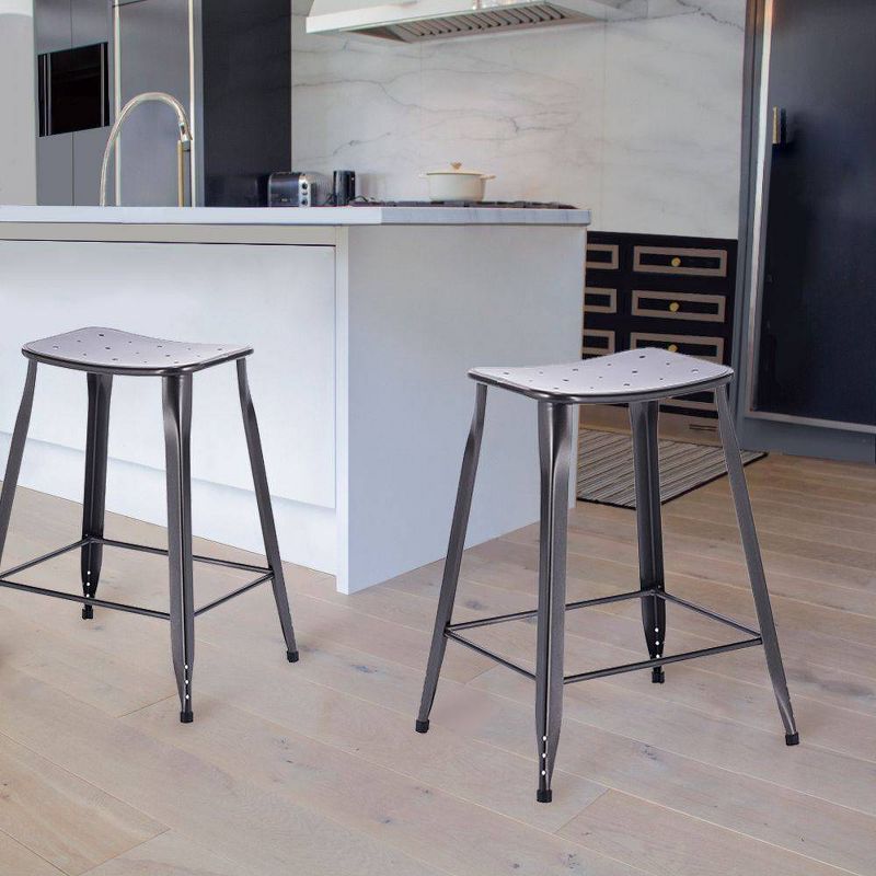 Set of 2 24" Lennon Saddle Backless Counter Height Barstools - ACEssentials