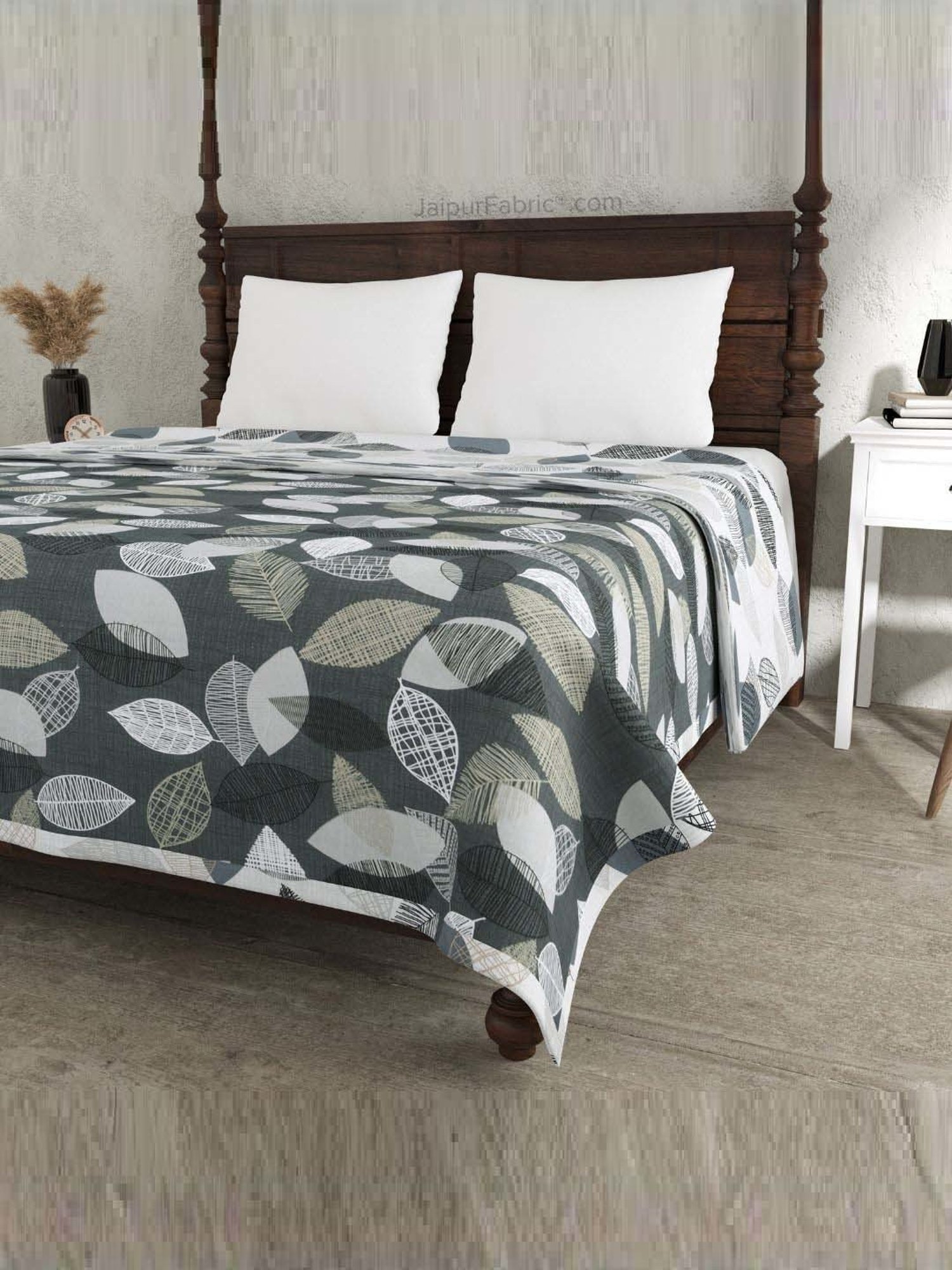 Haus & Kinder Cambric Floral Green & Yellow Cotton Single Reversible Dohar