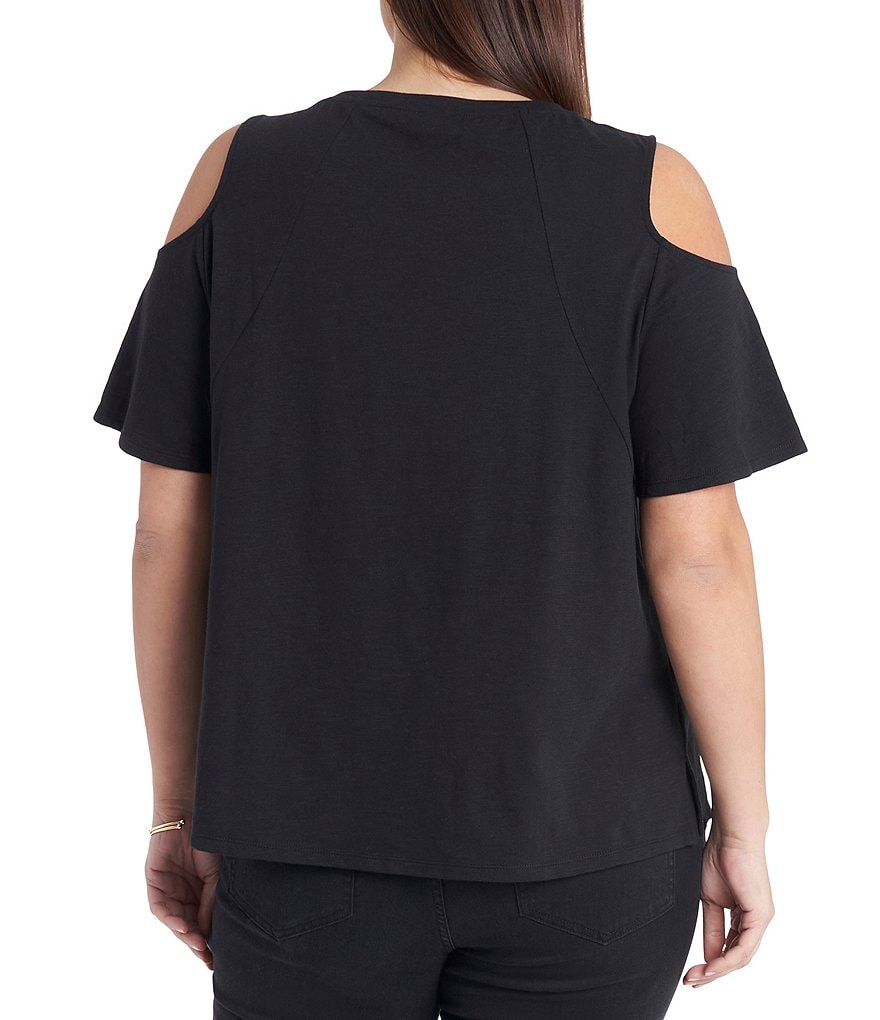 Vince Camuto Plus Size Crew Neck Short Sleeve Cold Shoulder Tee