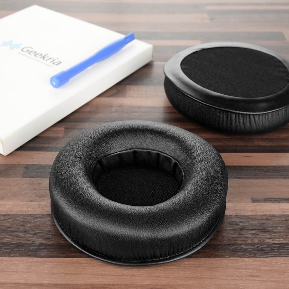 Geekria QuickFit Protein Leather Replacement Ear Pads for Razer Kraken Mobile Headphones Earpads, Headset Ear Cushion Repair Parts (Black)