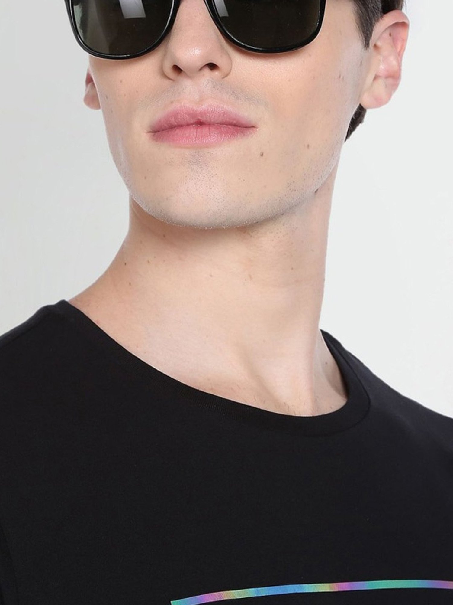 Arrow New York Black Cotton Regular Fit Printed T-Shirt