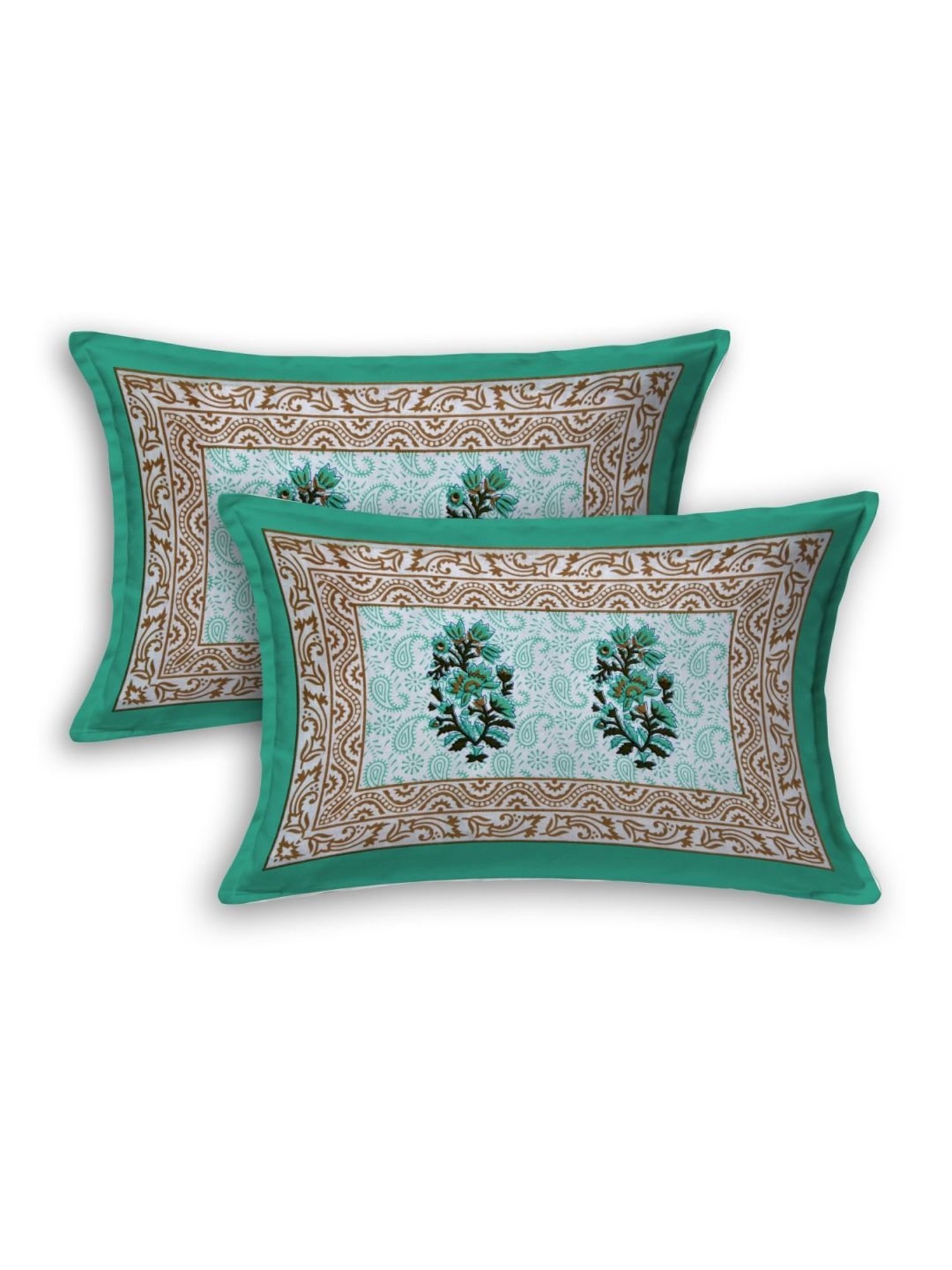 Living Roots Multicolor Jaipuri Printed Cotton Bed Sheet with 2 Pillow Cover