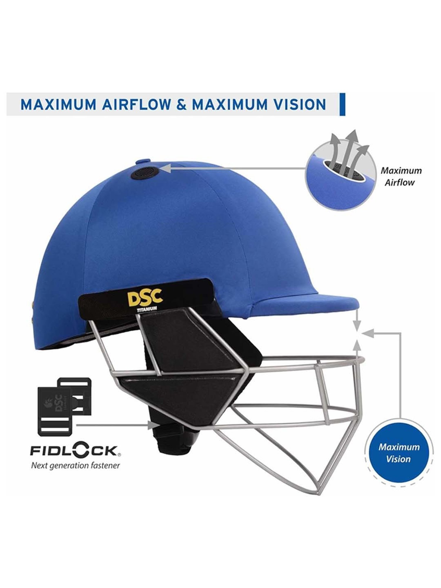 DSC Scud LITE Titanium Premium Cricket Helmet with Neck Guard Size - L