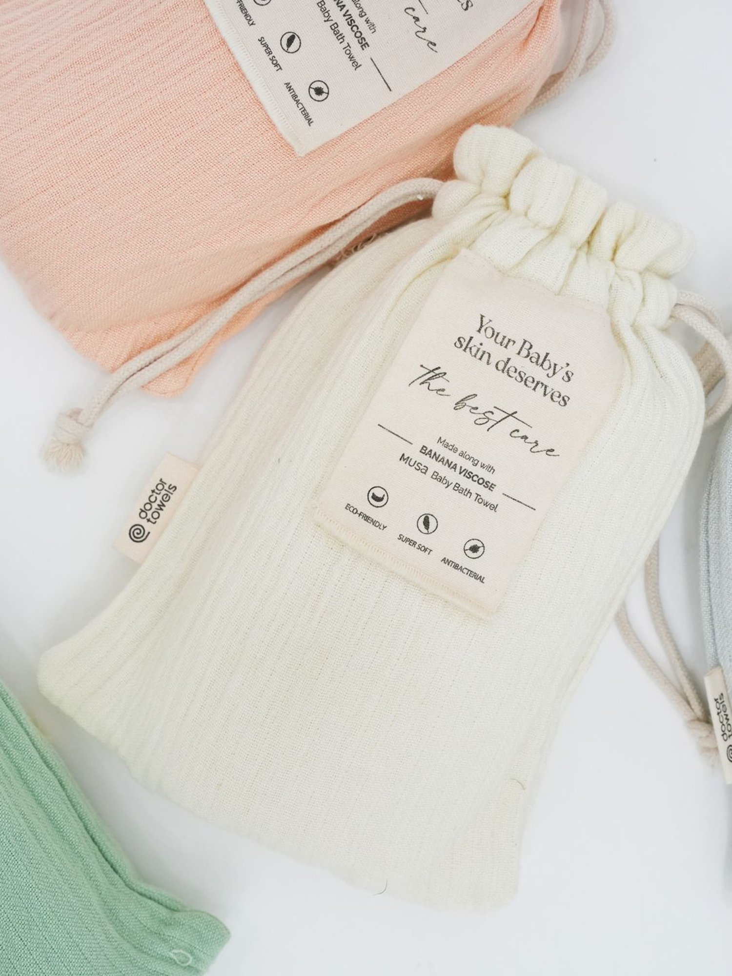 Doctor Towels Banana Double Cloth White 380 GSM Viscose Bath Towel