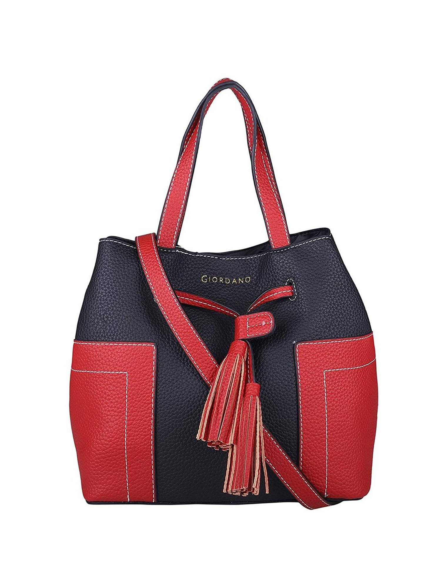 Giordano Carnival Red & Navy Color Block Medium Handbag