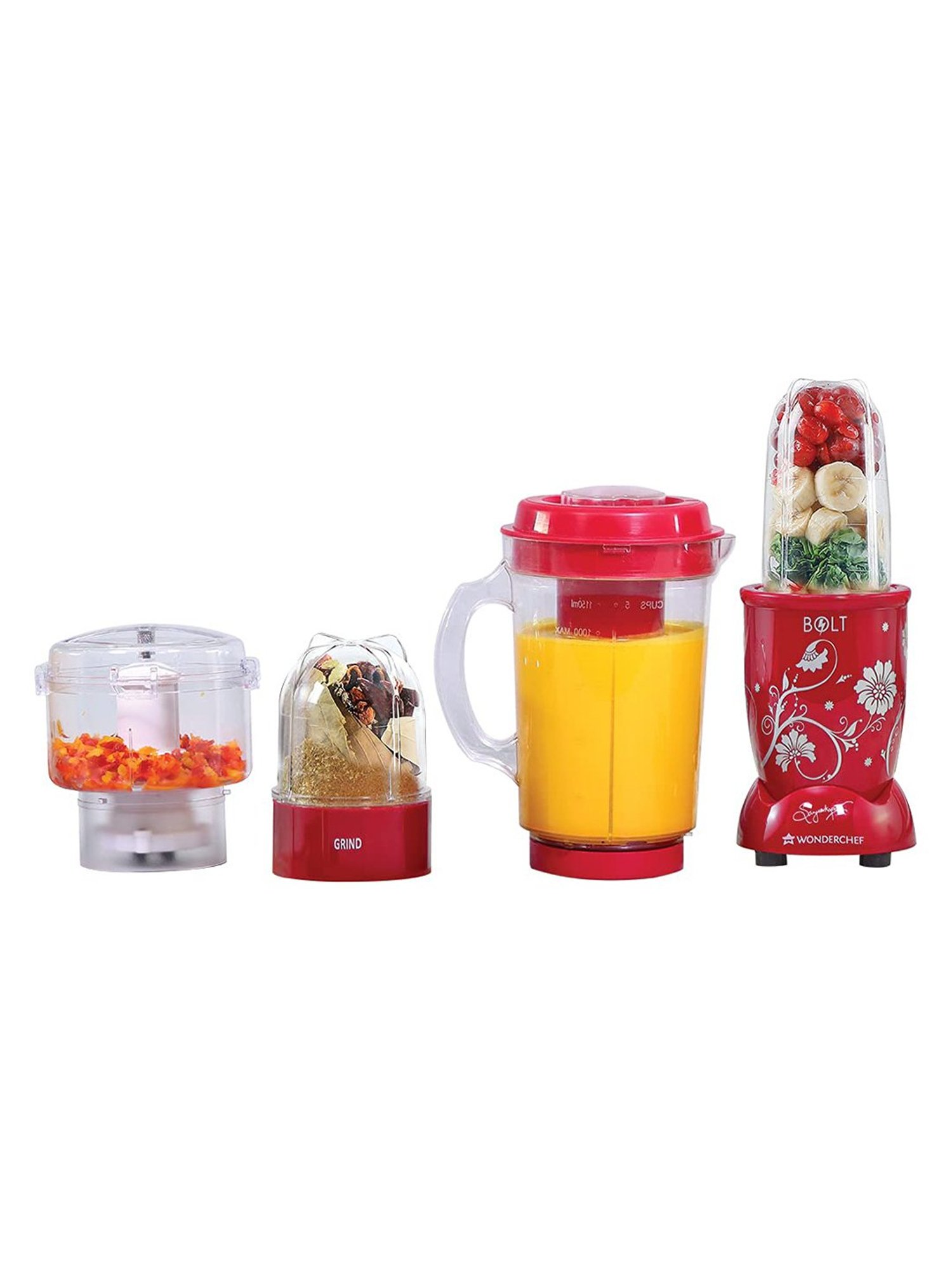 Wonderchef Nutriblend Bolt 600W Mixer Grinder (Red)