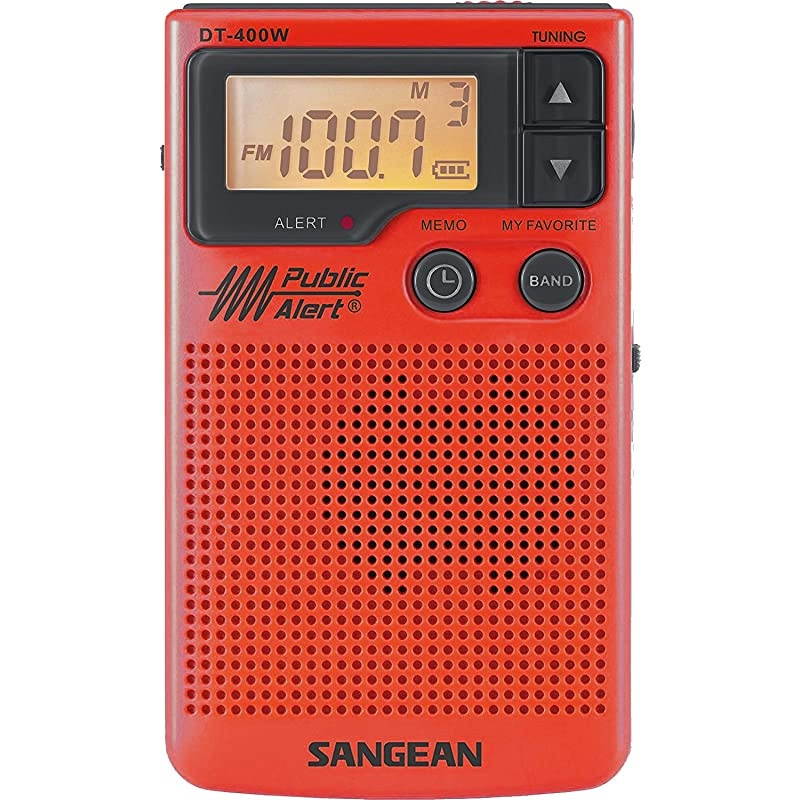 DT400WSE RED AMFM Digital Weather Alert Pocket Radio Red Special Edition