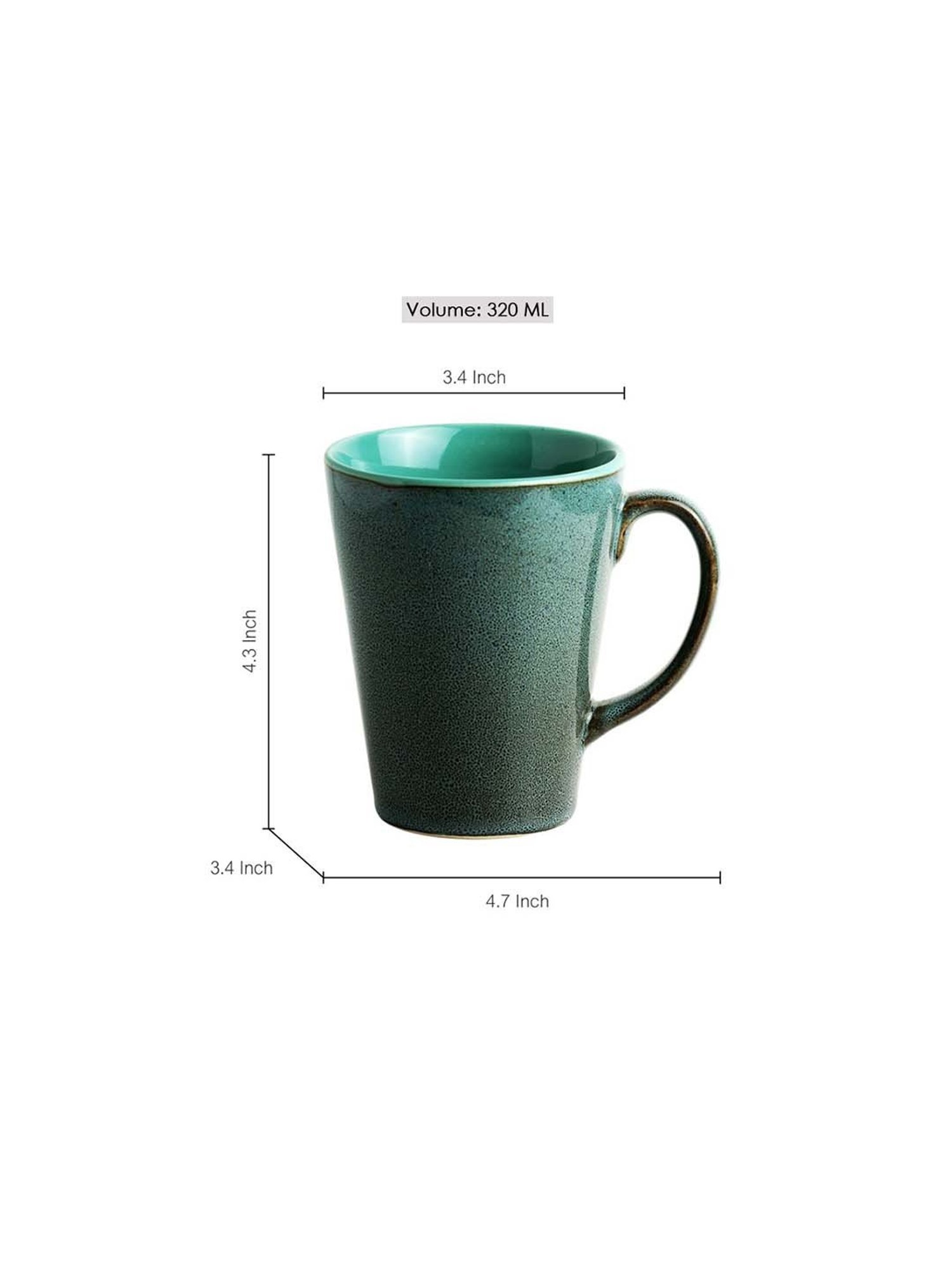 Femora Black Ceramic Coffee Mugs (0.36 L) - Set of 4