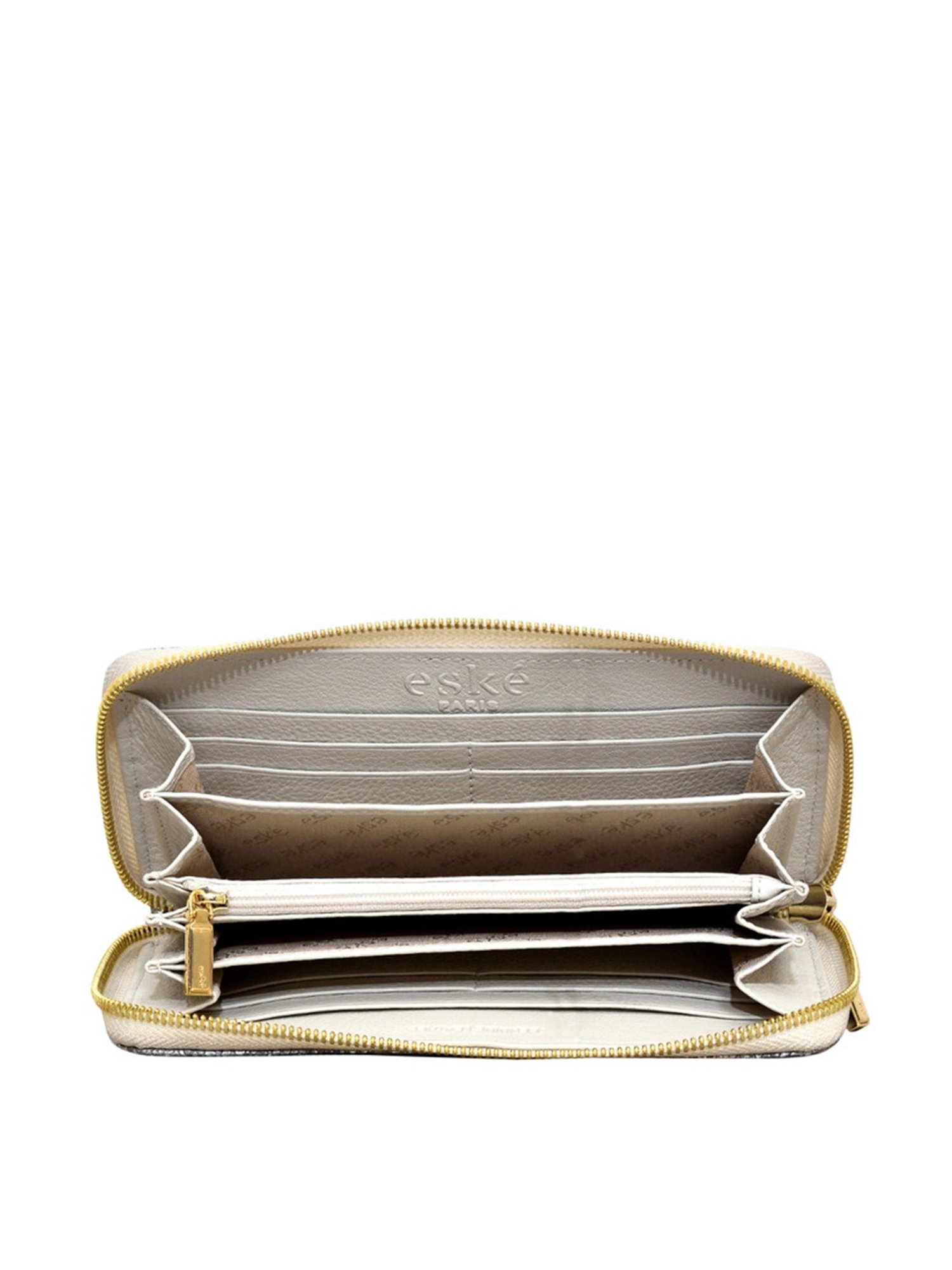 Eske Silver Printed Zip Around Wallet for Women