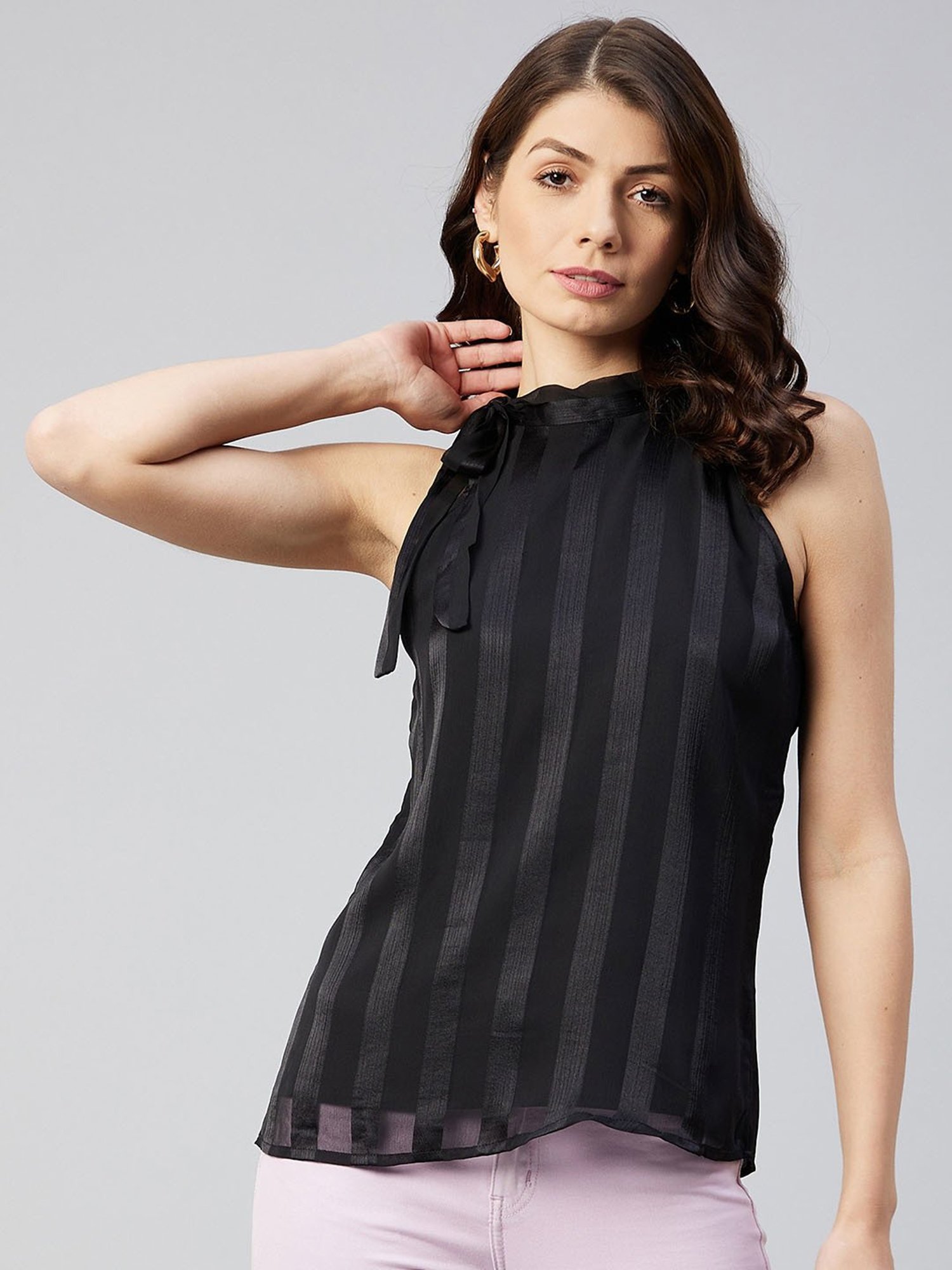 Marie Claire Black Striped Top