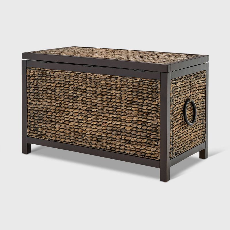 Wilson Storage Trunk Rustic Wicker Black - ClickDecor