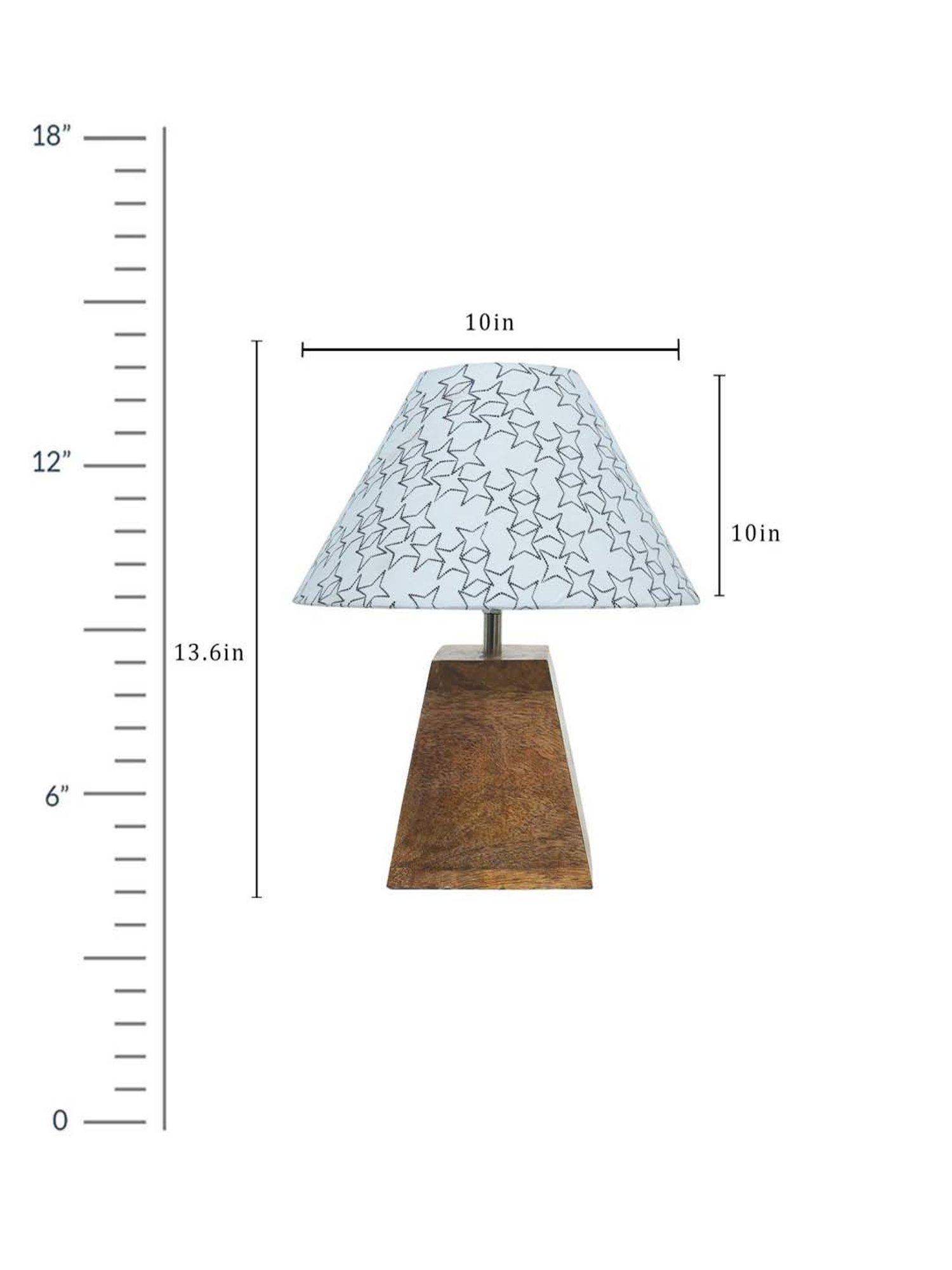 Homesake Cone Star White Wood Pyramid Table Lamp with Fabric Lampshade