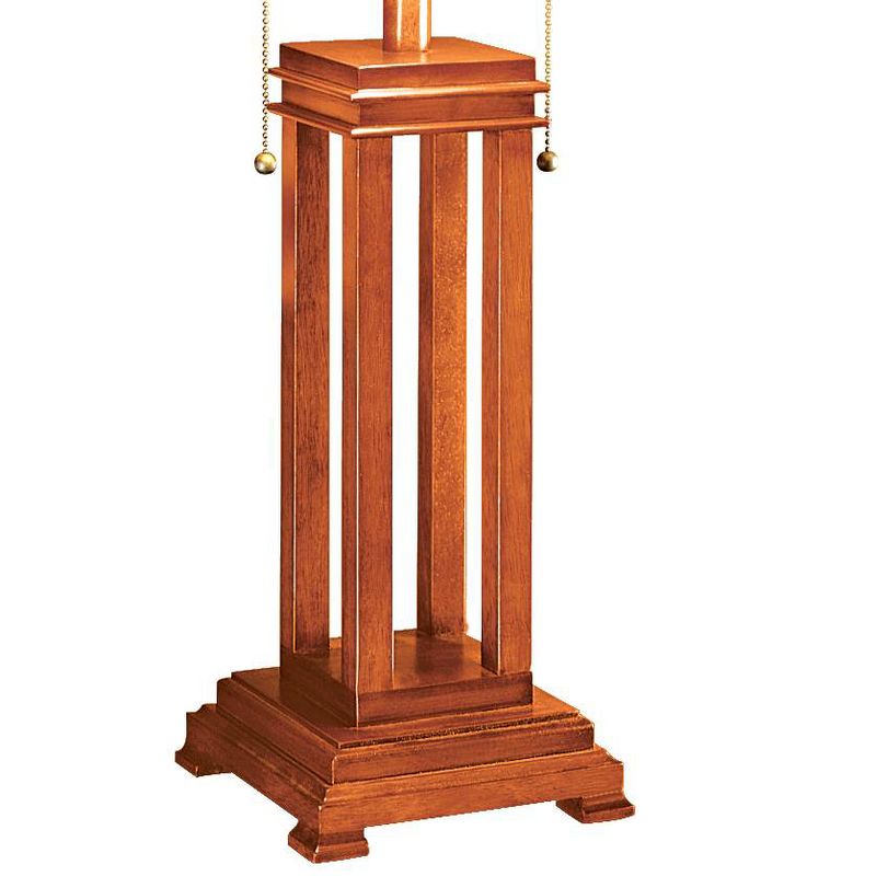 Robert Louis Tiffany Art Deco Table Lamp Oak Wood Stained Glass Shade for Living Room Family Bedroom Bedside Nightstand Office