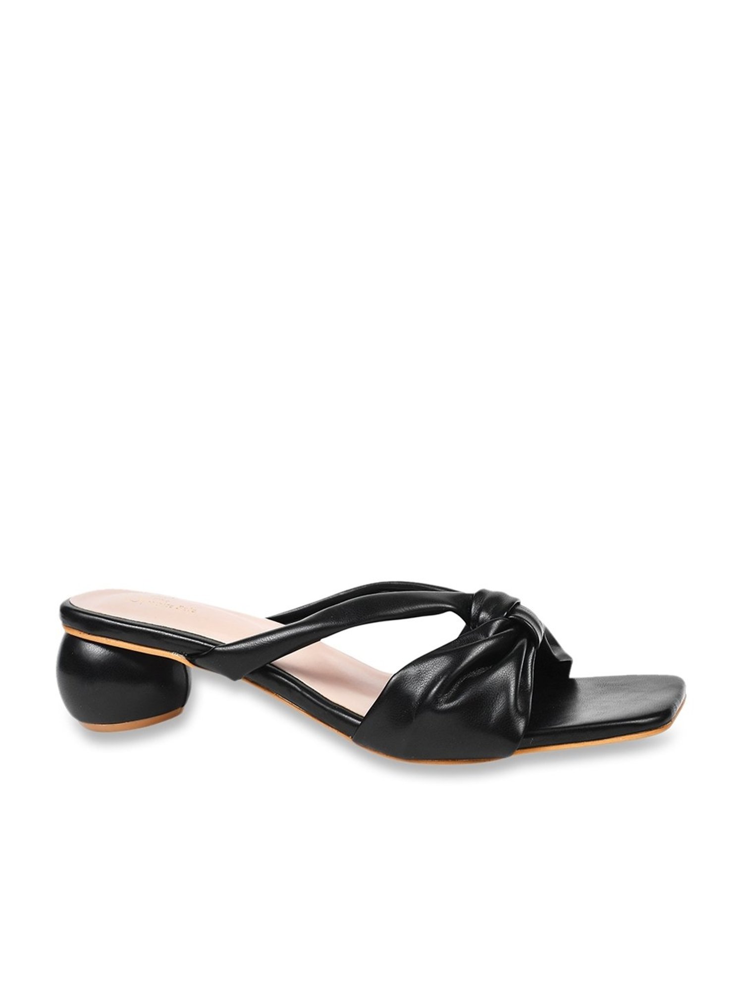 The White Pole Women's Black Casual Sandals
