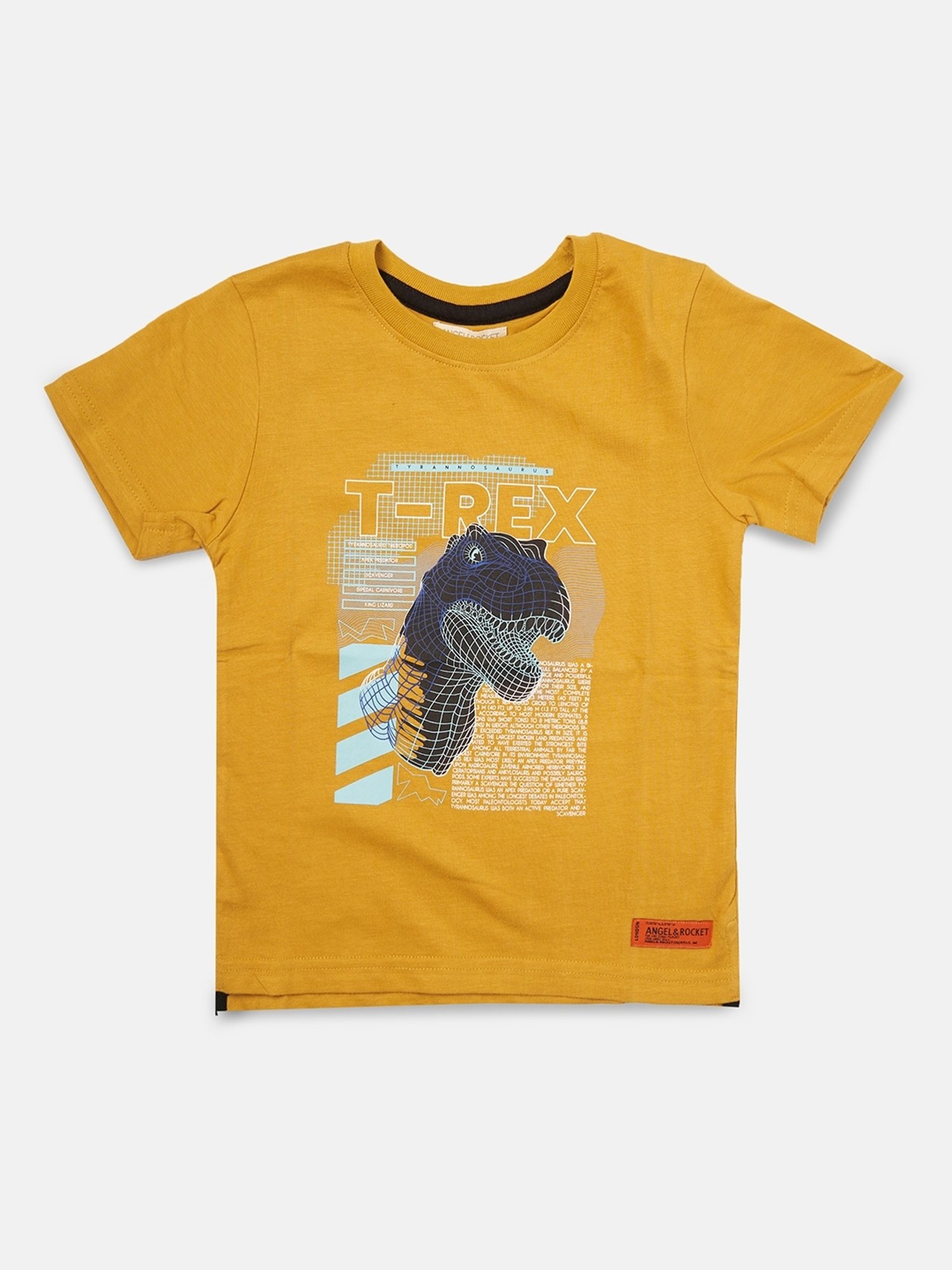 Angel & Rocket Kids Yellow Cotton Printed T-Shirt