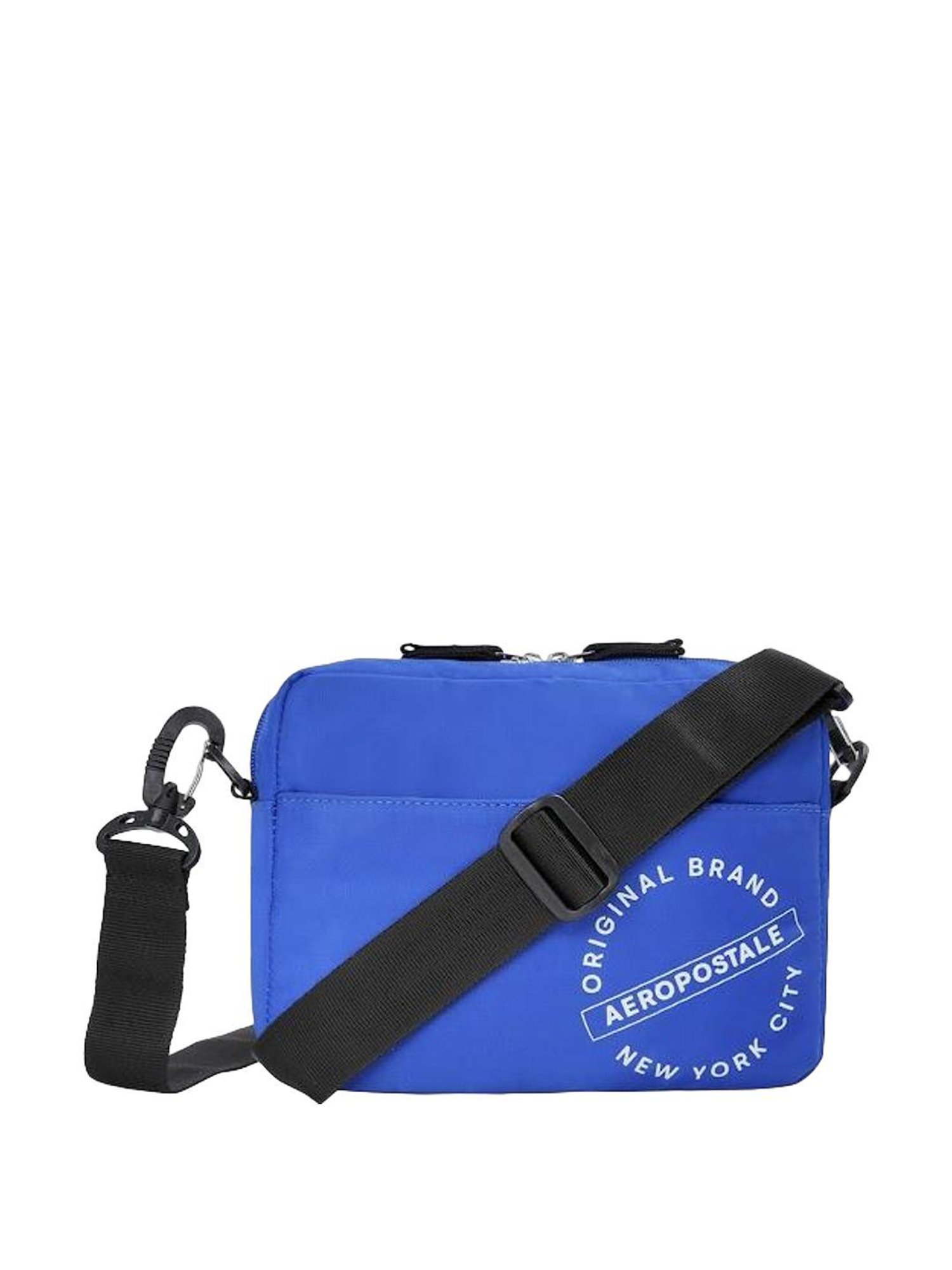 Aeropostale Aaron Electric Blue Polyester Solid Cross Body Bag
