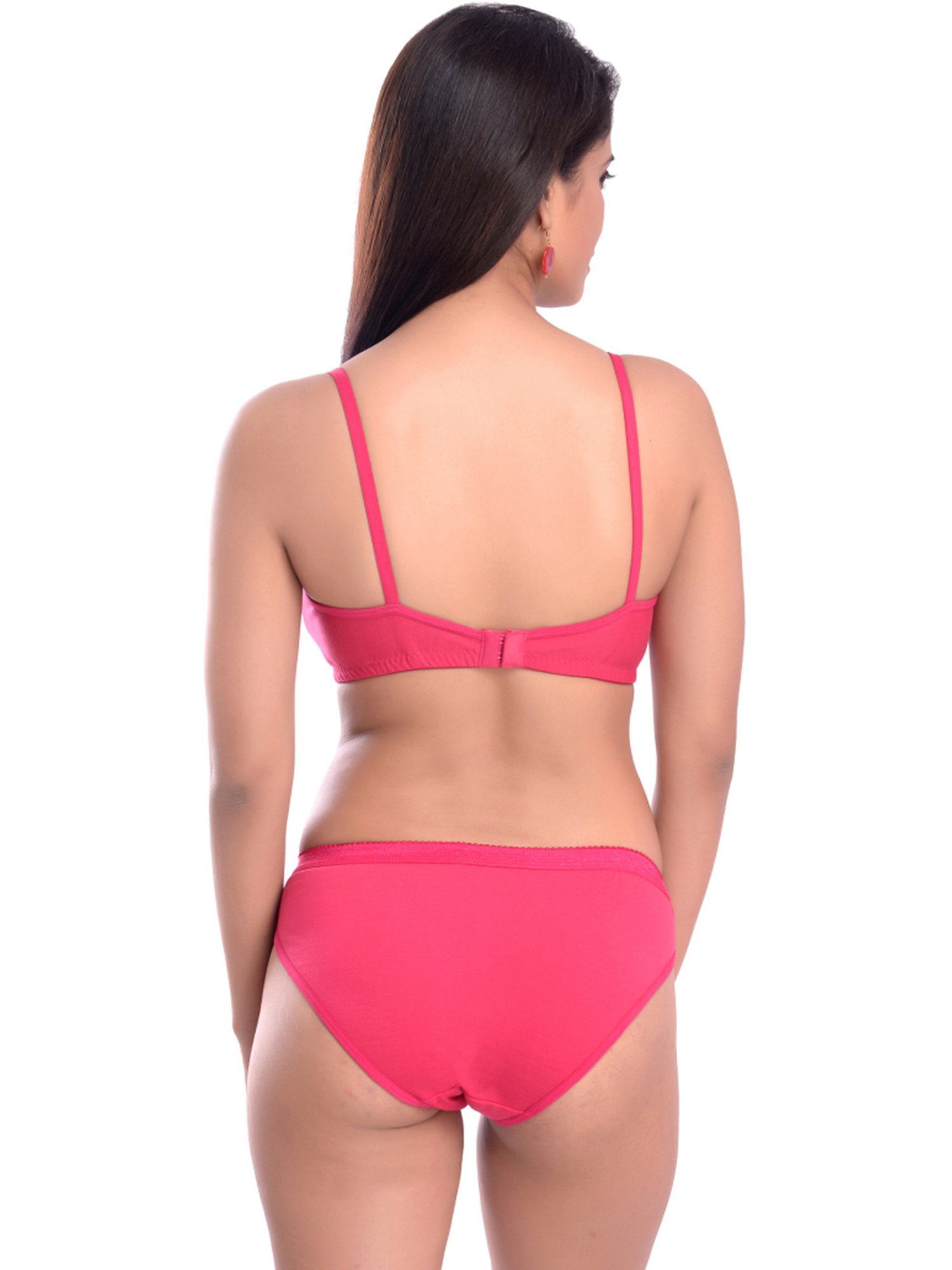 AROUSY Pink & Black Cotton Bra Panty Set - Pack Of 3