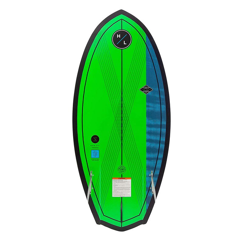 Hyperlite Shim Jr 3.9 Wakesurfer Board with Layered Glass Deck and Skim & Surf Combination Style for Water Wake Surfing Surfboard Riders, Green/Blue