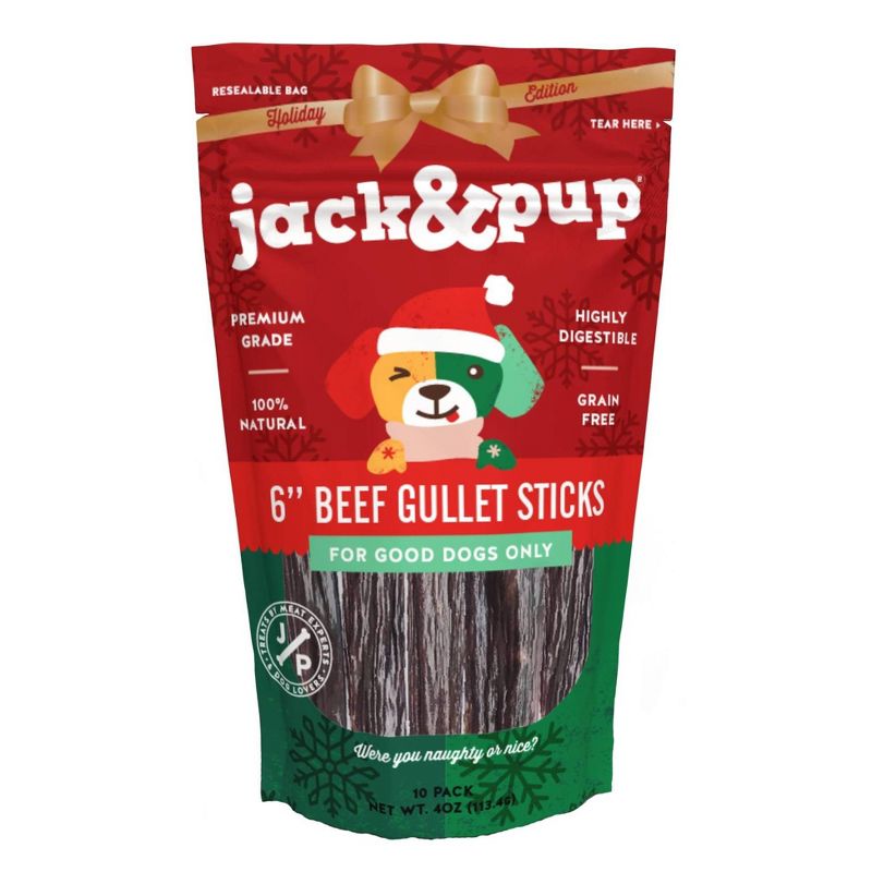 Jack&Pup Beef Gullet Sticks Holiday Holiday Dog Treats - 4.8oz