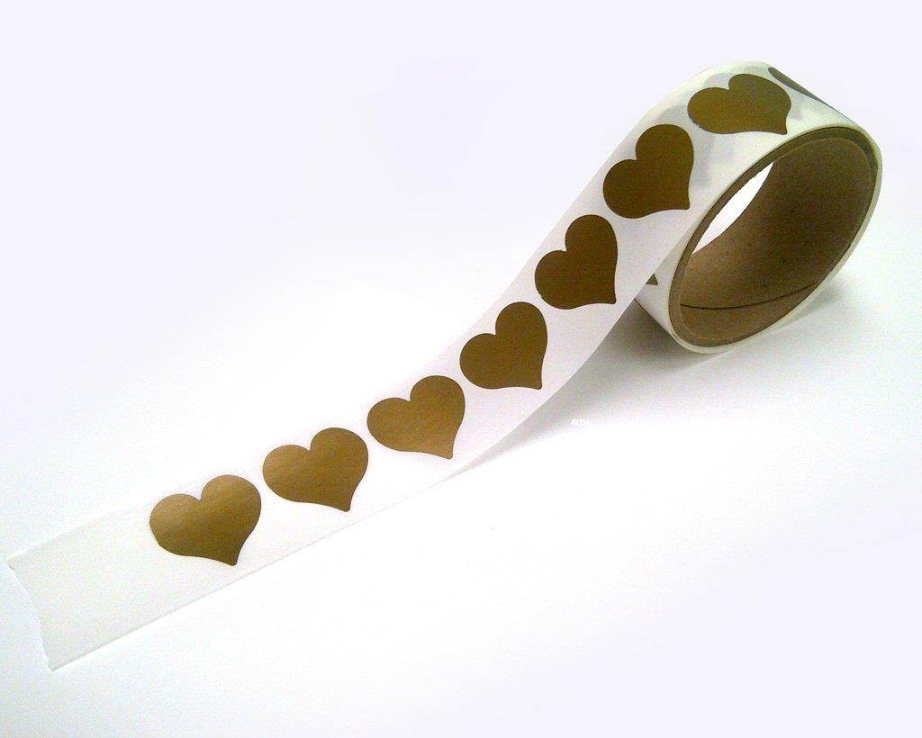 1-1/4 Heart Shape Gold Scratch Off Label Stickers, Designed to create your own Scratch-Off Cards, Raffles, Valentines, Promotions, Wedding, Fun, Games etc. (100)