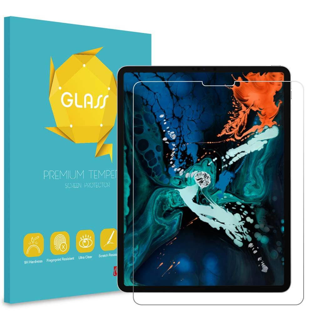 Fintie Tempered Glass Screen Protector for iPad Pro 12.9 3rd Gen 2018, [Support Face ID] Anti Scratch Premium HD Clear 9H Hardness for All Screen iPad Pro 12.9 inch 2018