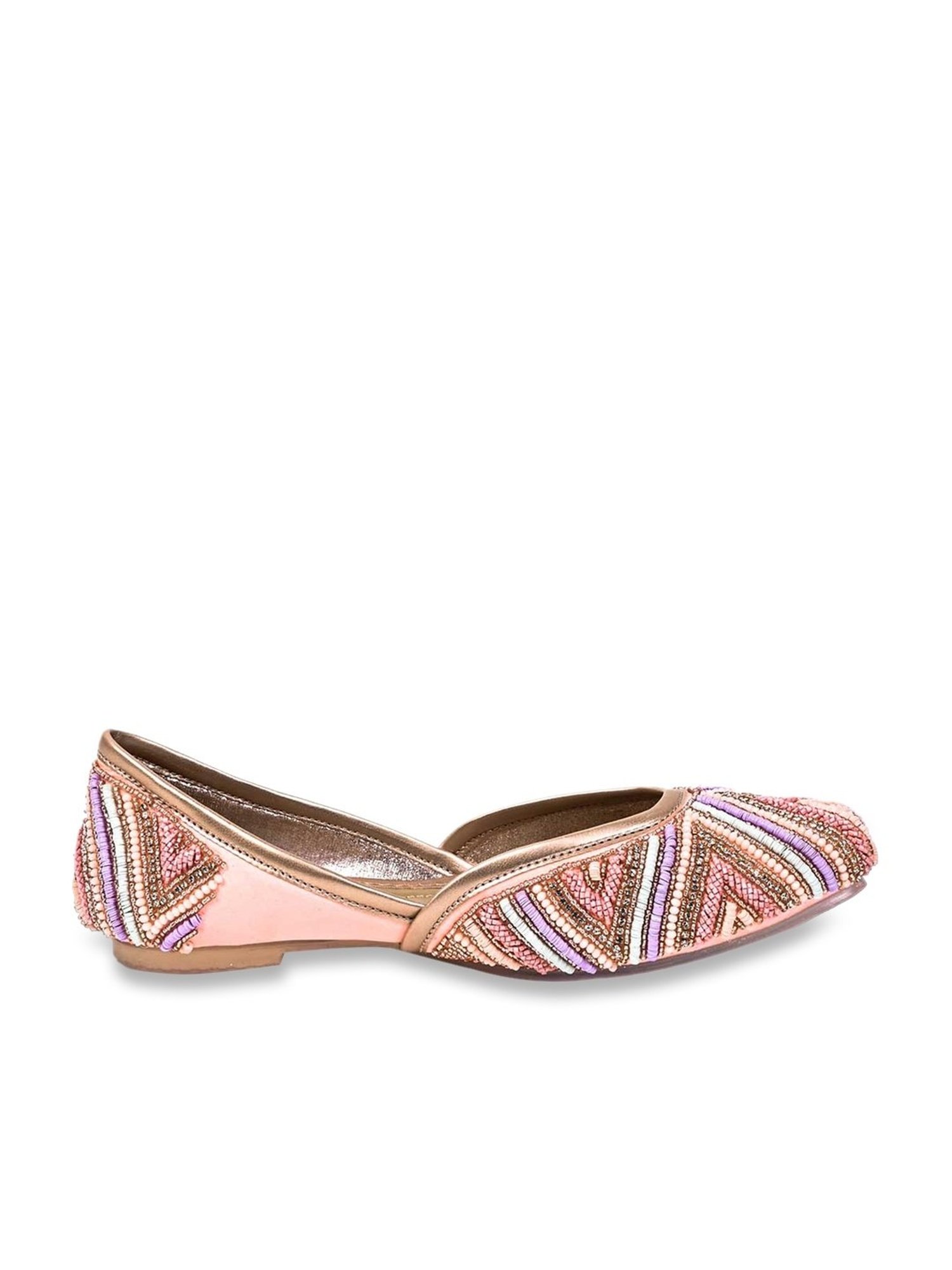 Jove Women's Pink Ethnic Juttis
