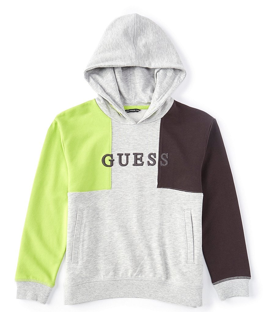Guess Big Boys 8-16 Long-Sleeve Guess Logo Color-Block Fleece Pull-Over Hoodie