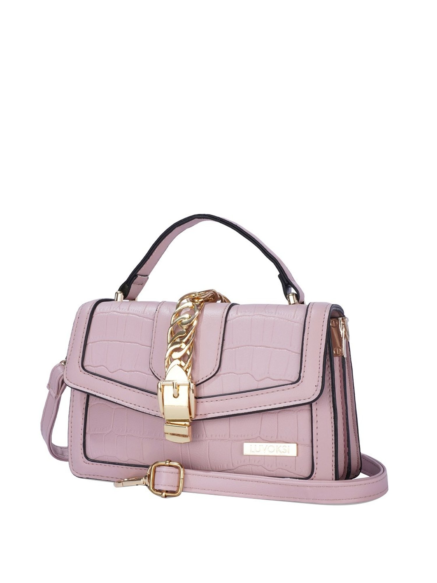 Luvoksi Pink Textured Medium Satchel Handbag