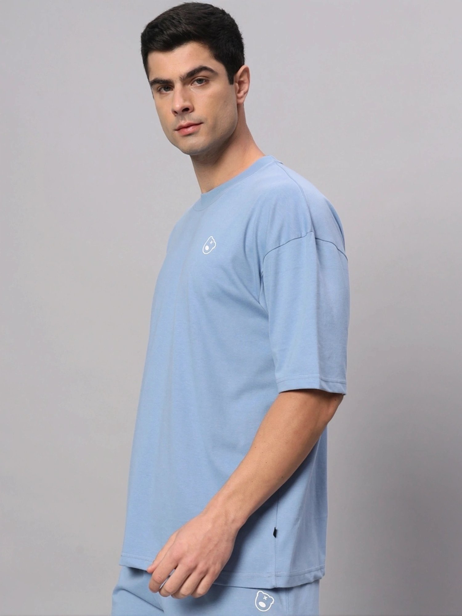 Griffel Blue Cotton Loose Fit T-Shirt