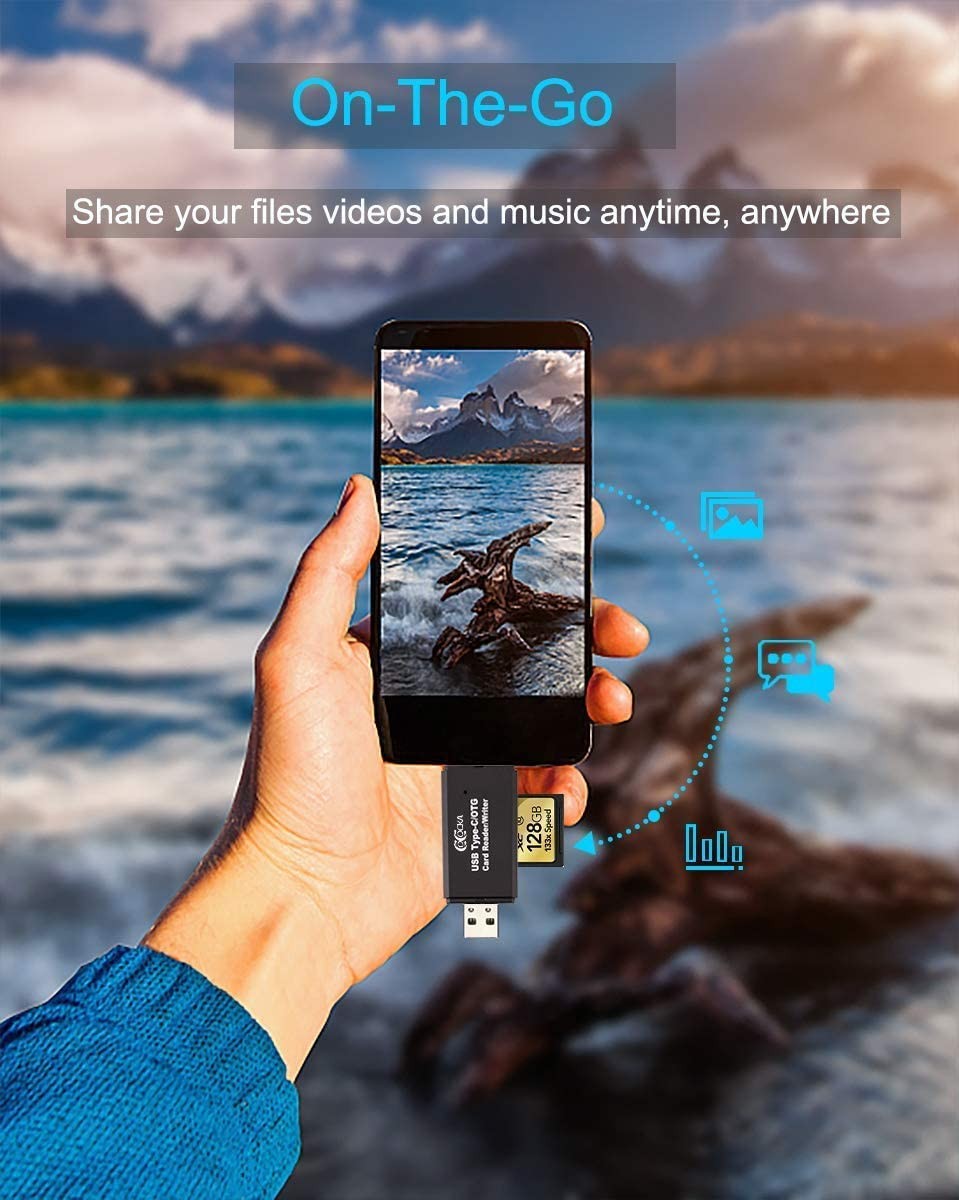 PNGFIN USB 3.0 SD Card Reader, USB Type C Memory Card Reader, OTG Adapter for SDXC, SDHC, SD, MMC, TF, RS- MMC, Micro SDXC, Micro SD, Micro SDHC Card and UHS-I Cards