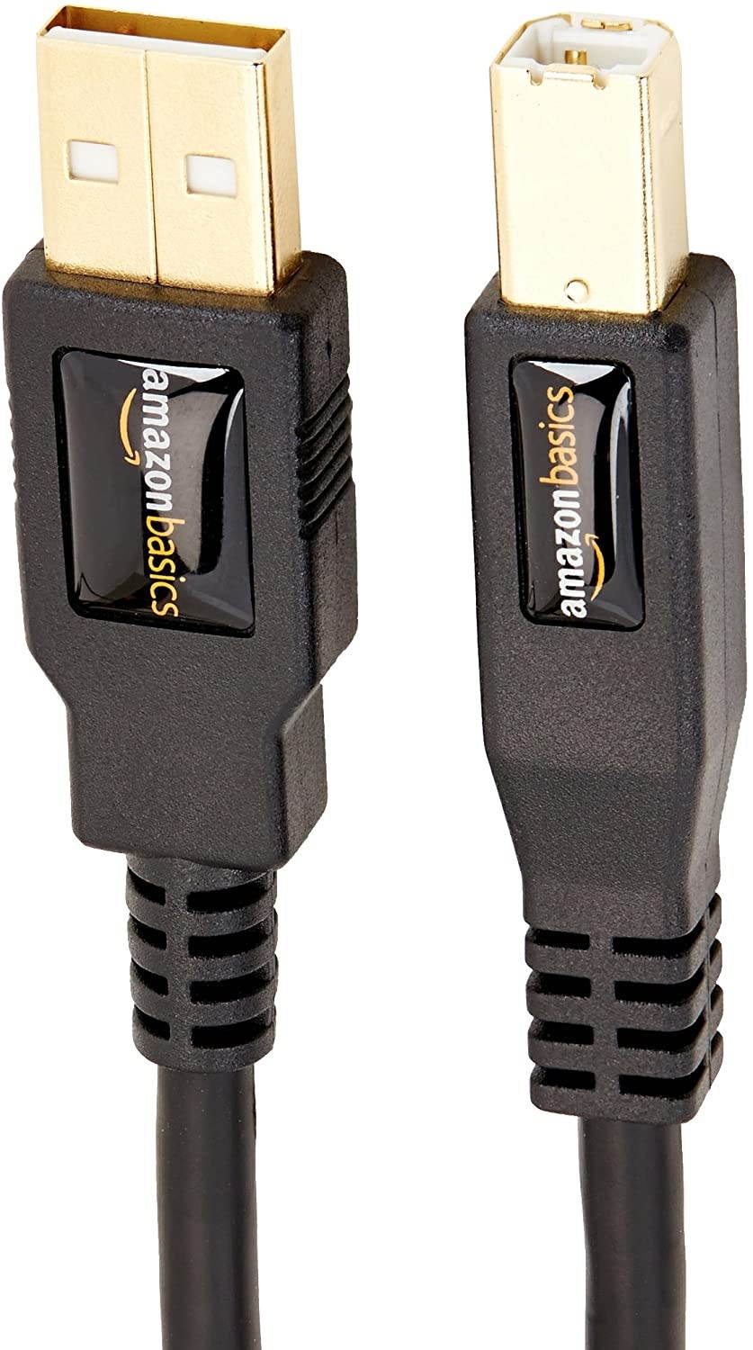 Amazon Basics USB 2.0 Printer Type Cable - A-Male to B-Male - 16 Feet (4.8 Meters)