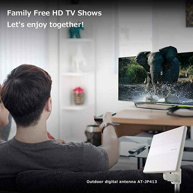 Flat-Panel HDTV Antenna Outdoor, 360&deg; Omni-Directional Amplified TV Antenna for VHF/UHF,Built-in 4G LTE Filter,Support 4K 1080p Channels & All Older TV's for Outdoor,16ft Coaxial Cable