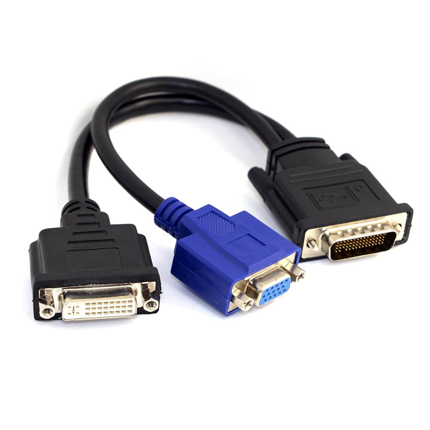 DMS 59 Pin VGA DVI Cable, CABLEDECONN DMS 59 Pin Male to DVI VGA Female Dual Monitor Extension Cable Adapter for Lhf Graphics Card (dus 59 pin Dual vga+dvi)