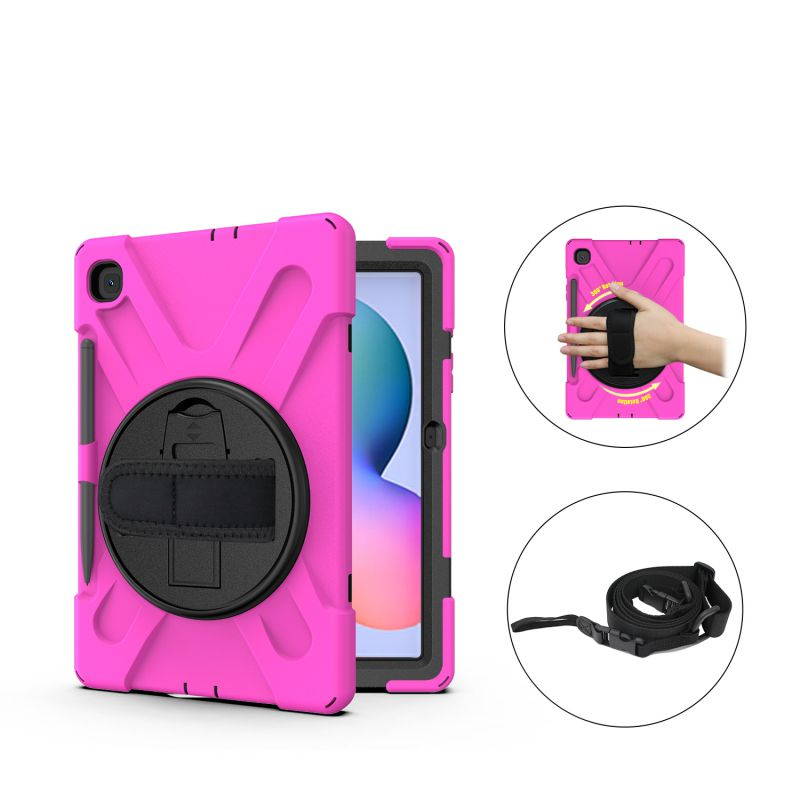 Galaxy Tab S6 LITE 10.4 P610 Case Cover, Heavy Duty Shield, Kickstand, Handstrap, Carrying Shoulderstrap Sling For Samsung Galaxy Tab S6 Lite 10.4 P610 [Hot Pink]