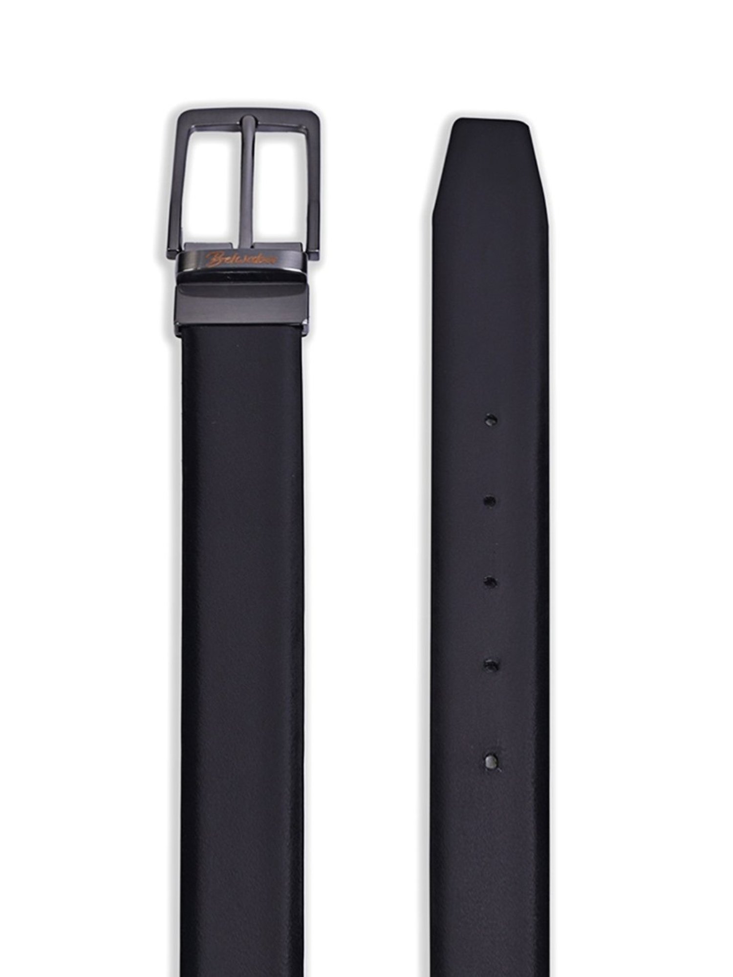BELWABA Black & Brown Formal Reversible Leather Belt for Men