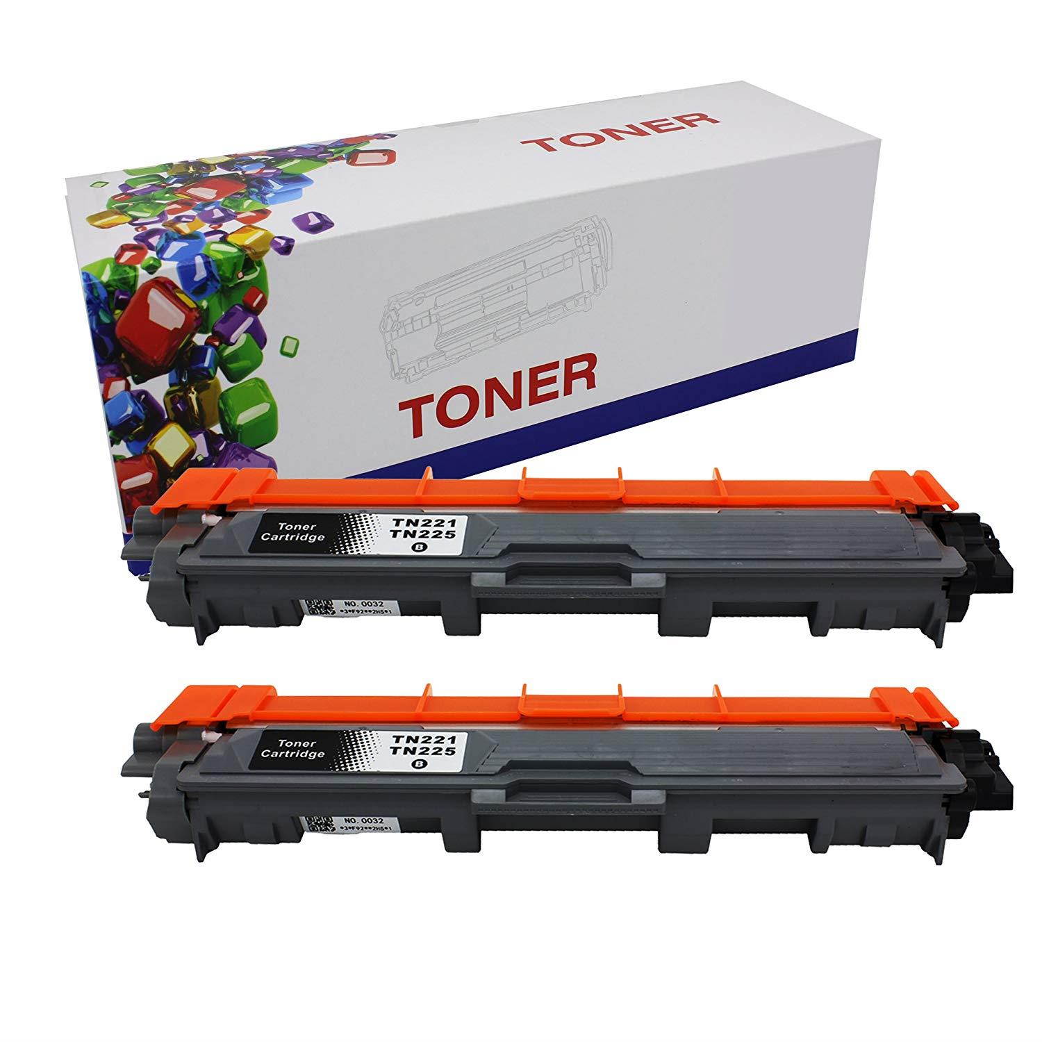 Hi ink Compatible Toner Cartridge Replacement for Brother TN221 TN225 (2 Black, 2-Pack)