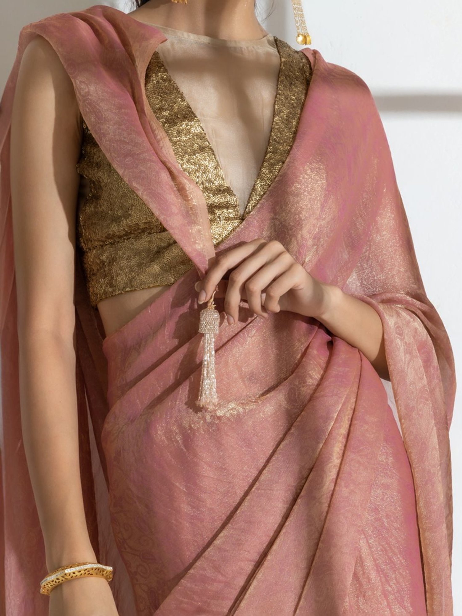 Unnati Silks Red Silk Printed Saree With Unstitched Blouse