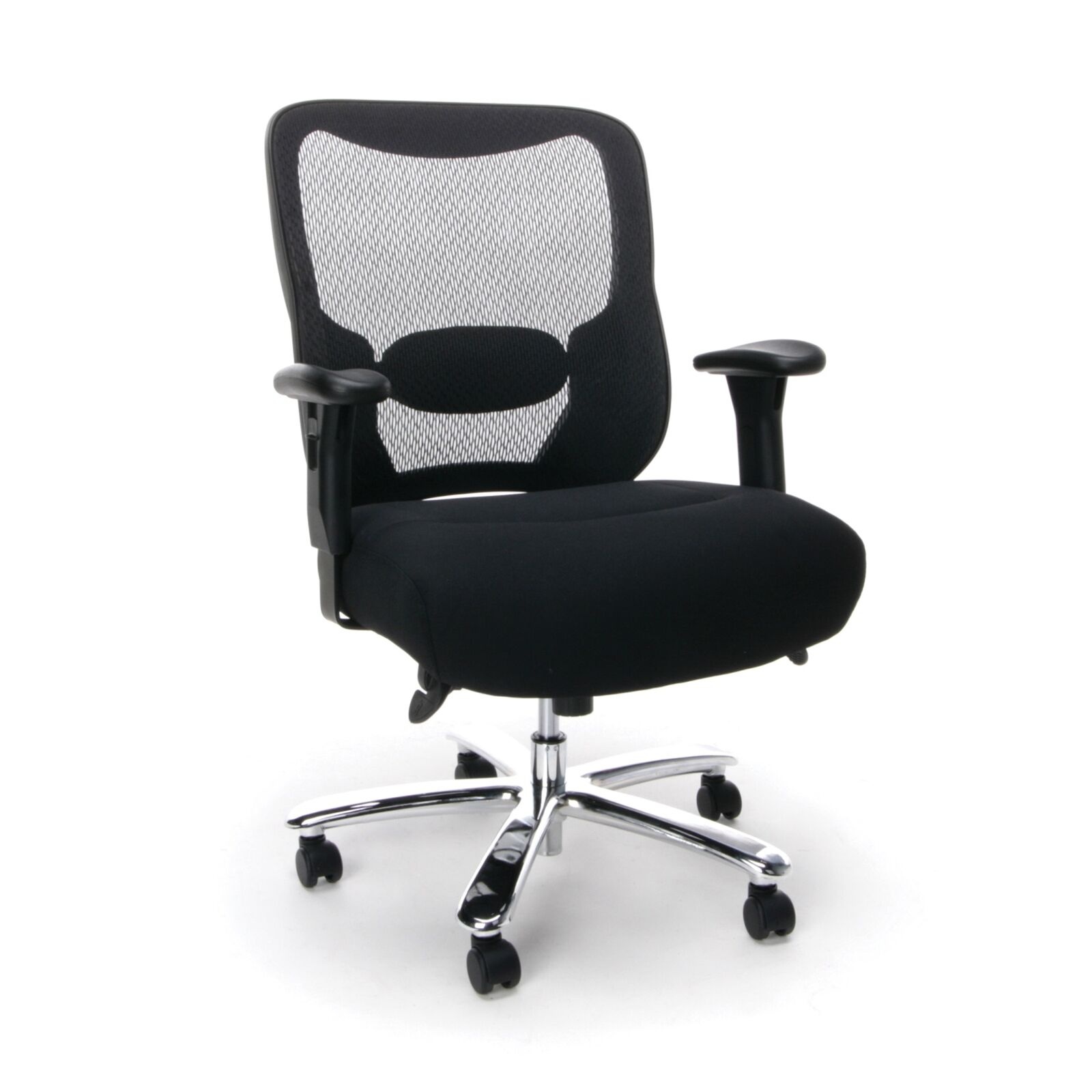 OFM ESS-200-BLK Big And Tall Swivel Mesh Office Chair With Arms, Black & Chrome