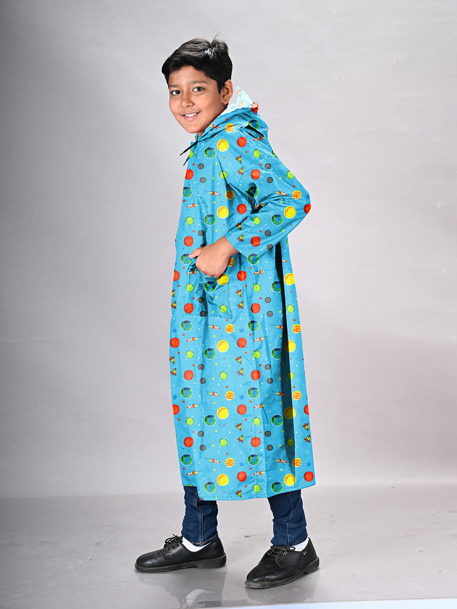 Little Surprise Box Kids Yellow Printed Full Sleeves Raincoat