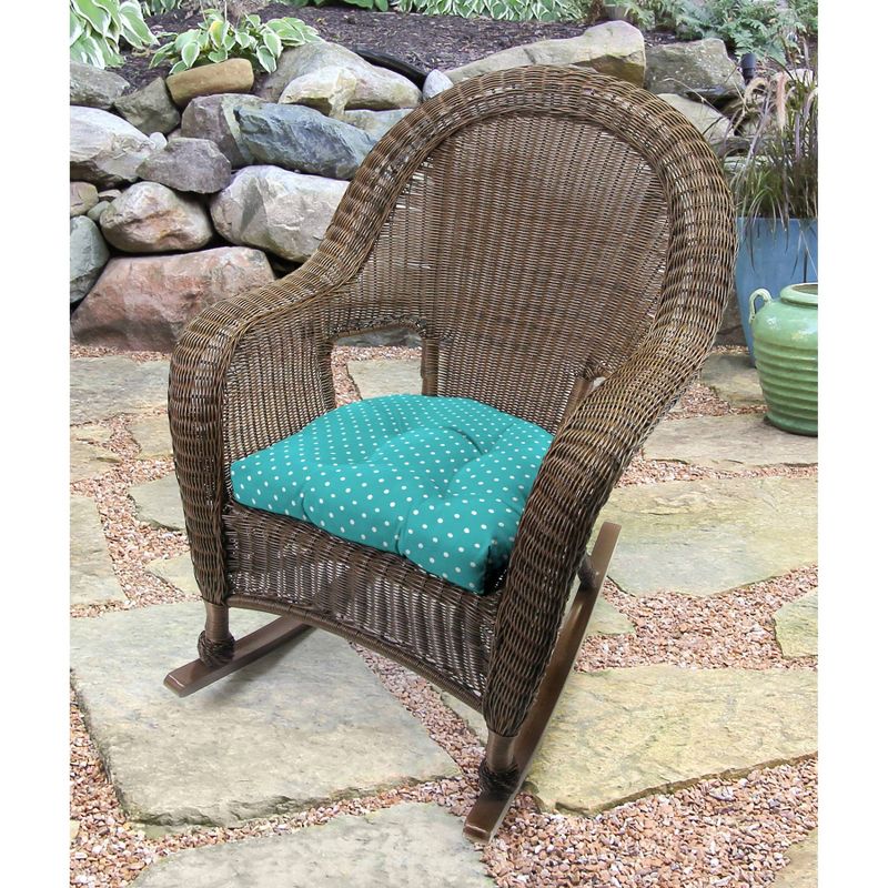 Outdoor Set Of 2 Wicker Chair Cushions In Mini Dots Ocean  - Jordan Manufacturing