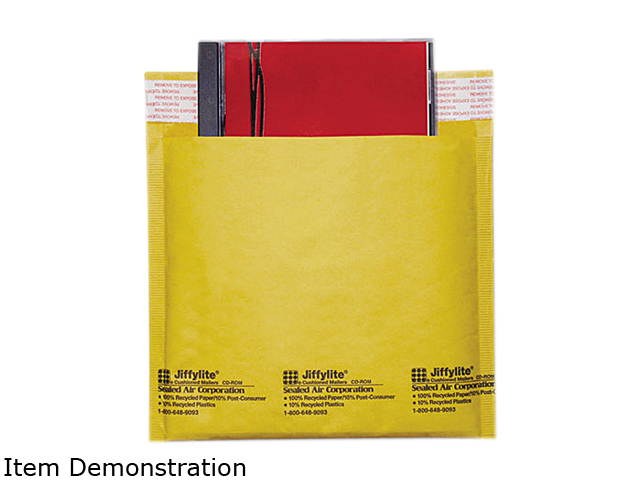 Sealed Air 44169 Jiffylite CD/DVD Self-Seal Mailer, Side Seam, 7 1/4 x 8, Light Brown, 25/Carton