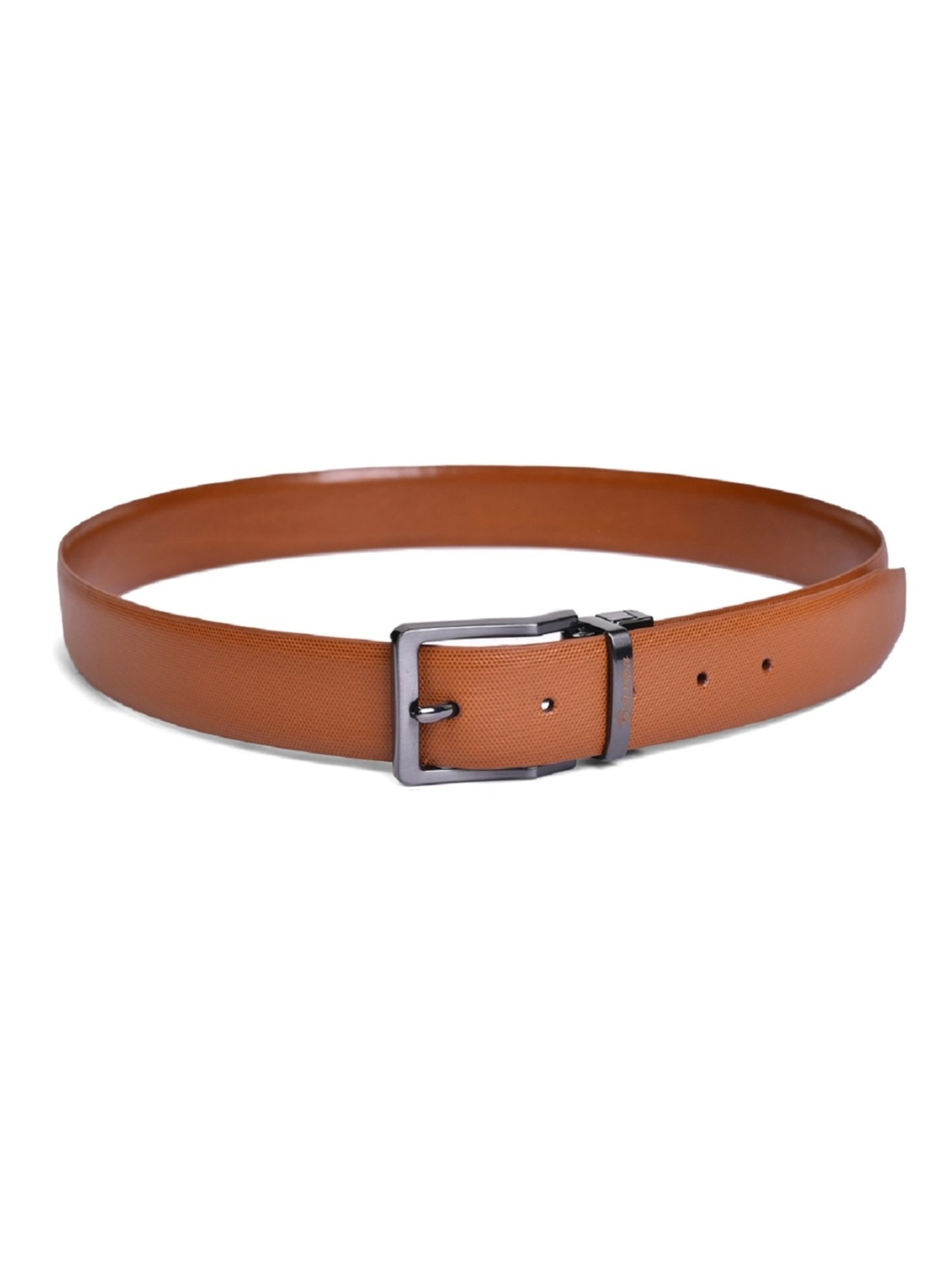 BELWABA Tan Textured Formal Reversible Leather Belt for Men